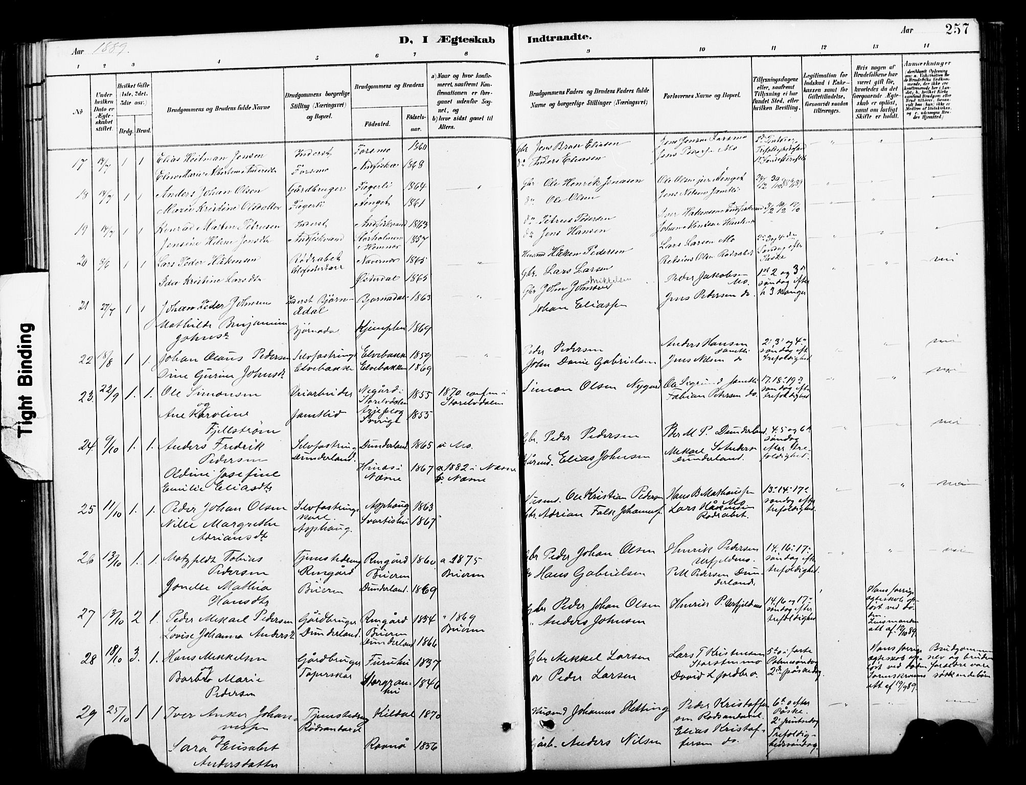Ministerialprotokoller, klokkerbøker og fødselsregistre - Nordland, AV/SAT-A-1459/827/L0421: Parish register (copy) no. 827C10, 1887-1906, p. 257