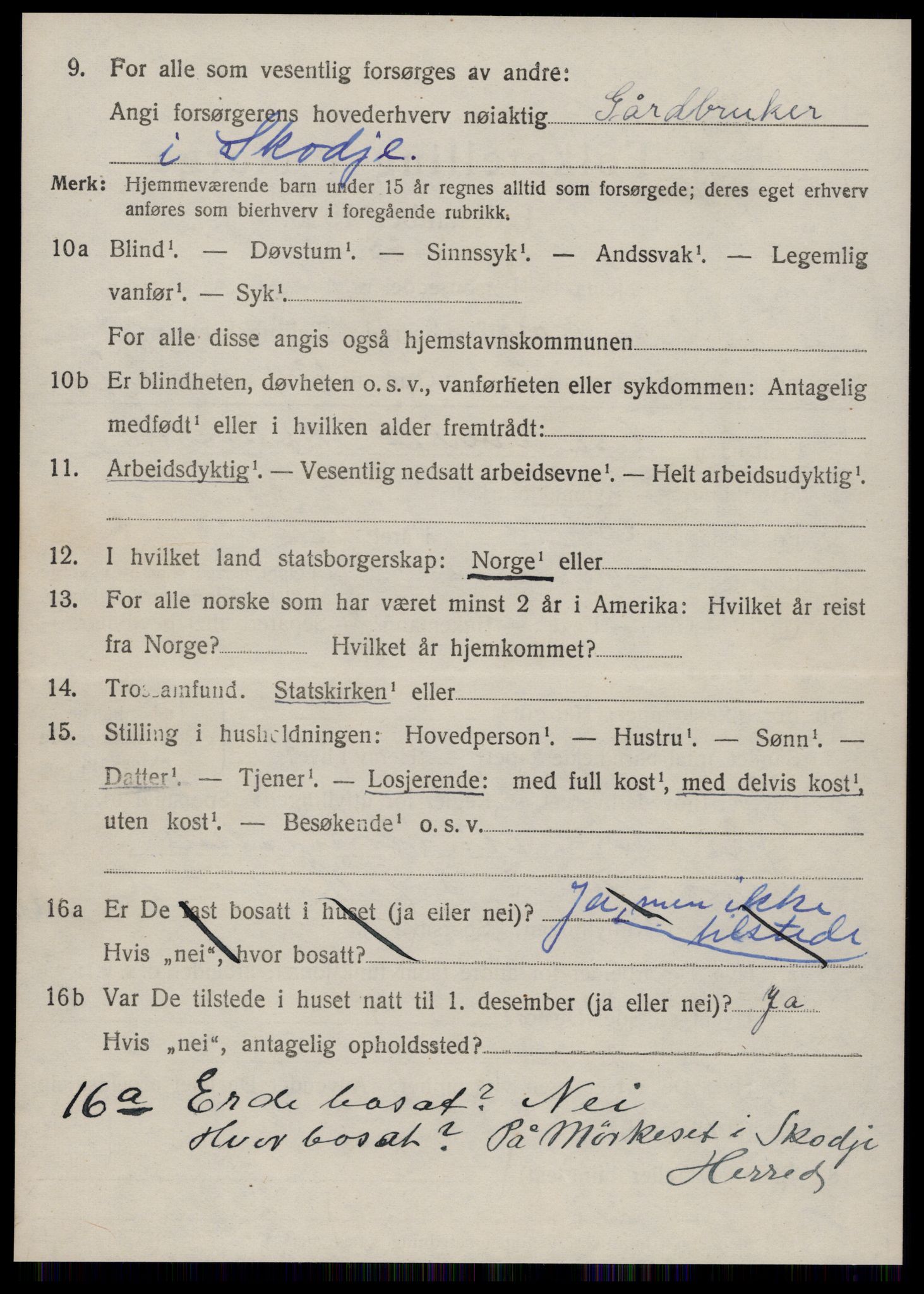 SAT, 1920 census for Borgund, 1920, p. 7695