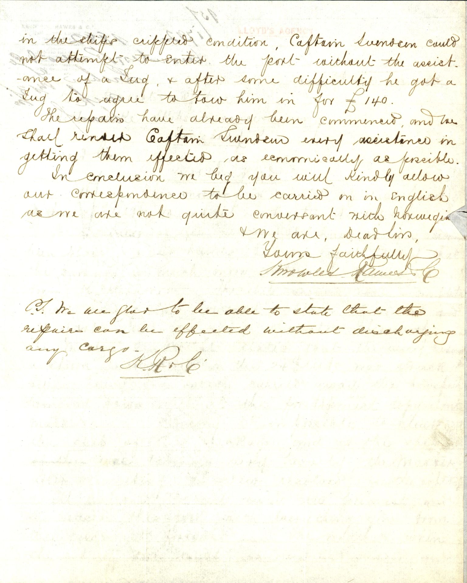 Pa 63 - Østlandske skibsassuranceforening, VEMU/A-1079/G/Ga/L0015/0001: Havaridokumenter / Borrestad, BertHA Rød, Lainetar, Laura, 1882, p. 15