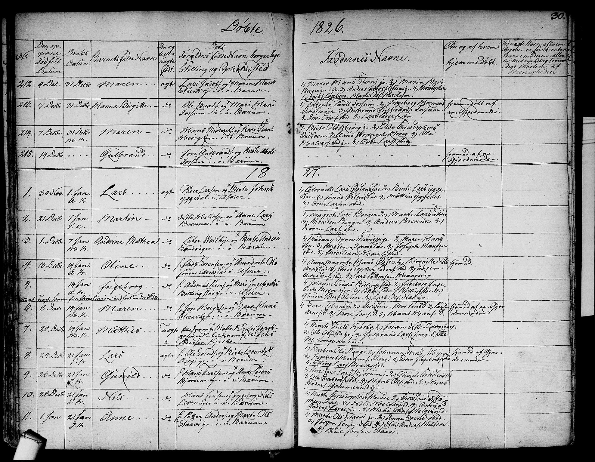 Asker prestekontor Kirkebøker, SAO/A-10256a/F/Fa/L0007: Parish register (official) no. I 7, 1825-1864, p. 30