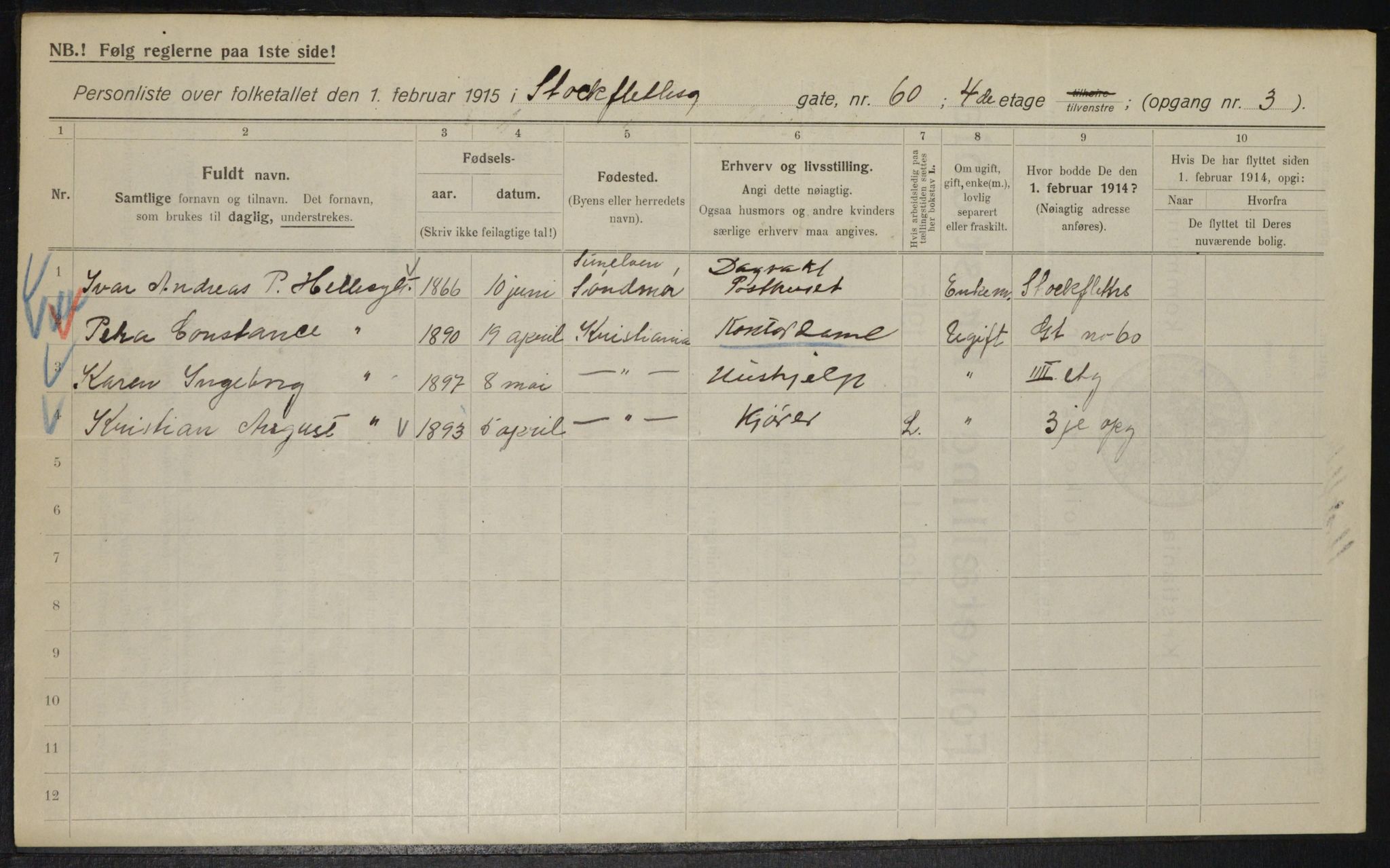 OBA, Municipal Census 1915 for Kristiania, 1915, p. 102467