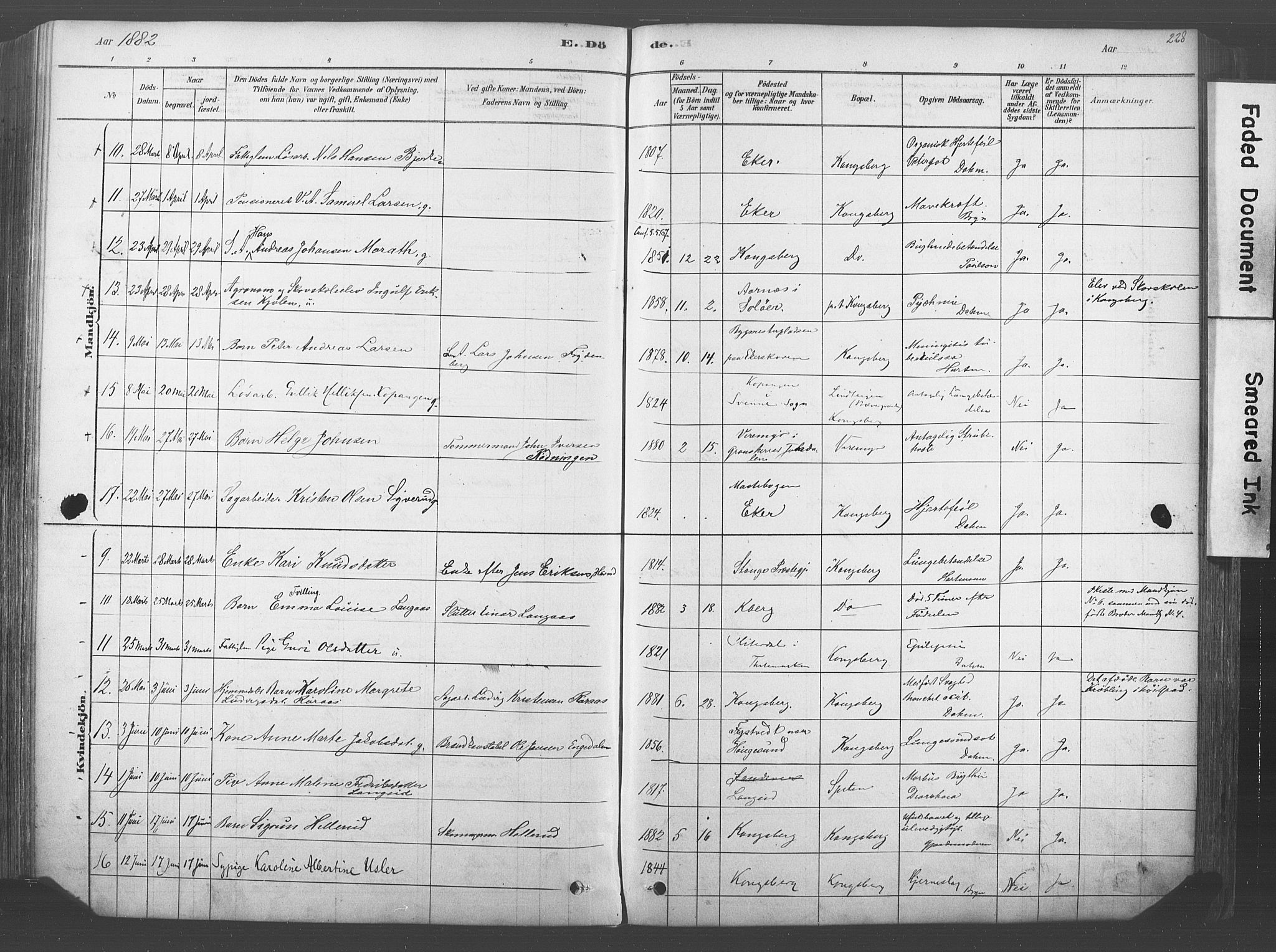 Kongsberg kirkebøker, SAKO/A-22/F/Fb/L0001: Parish register (official) no. II 1, 1878-1886, p. 228