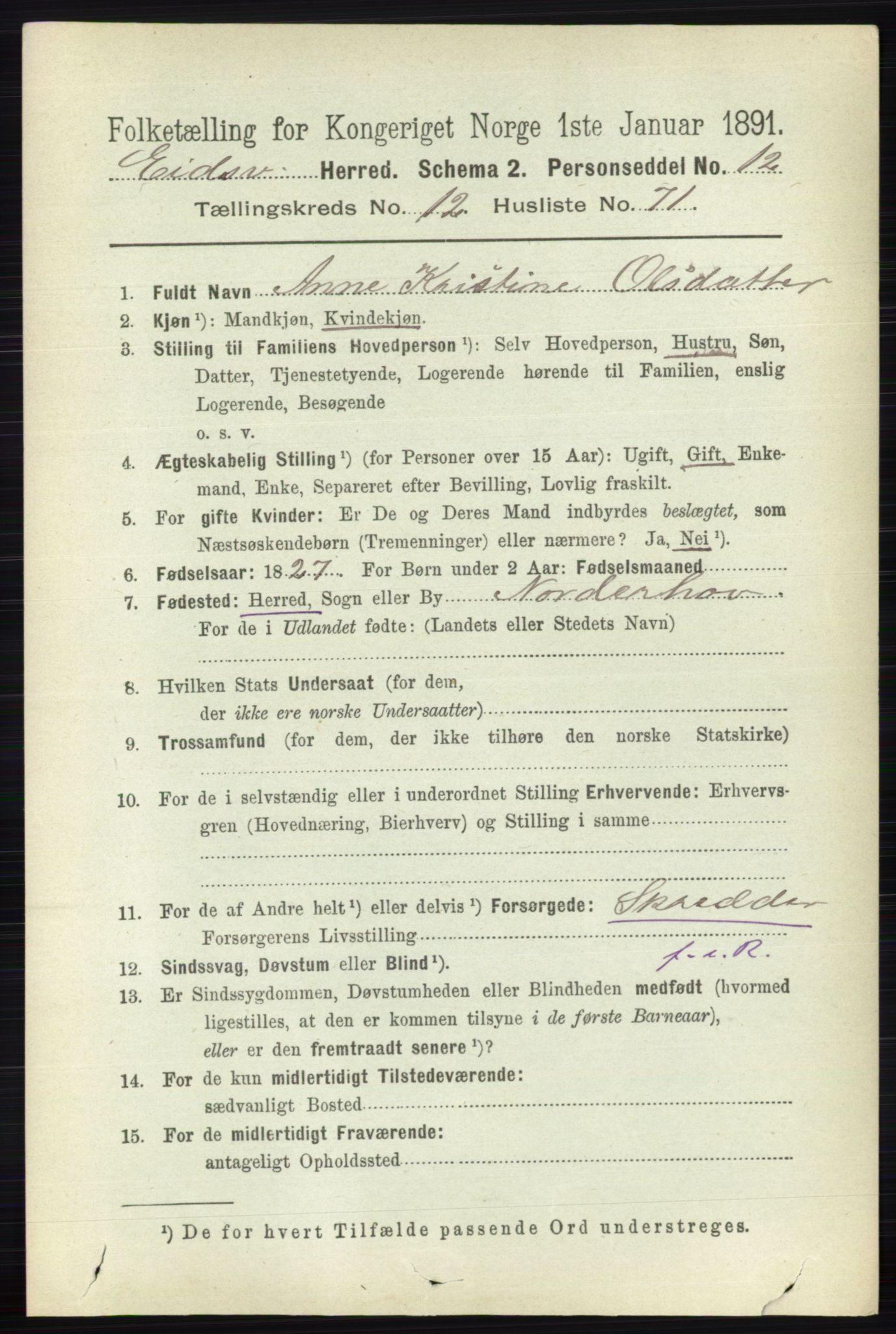 RA, 1891 census for 0237 Eidsvoll, 1891, p. 8924