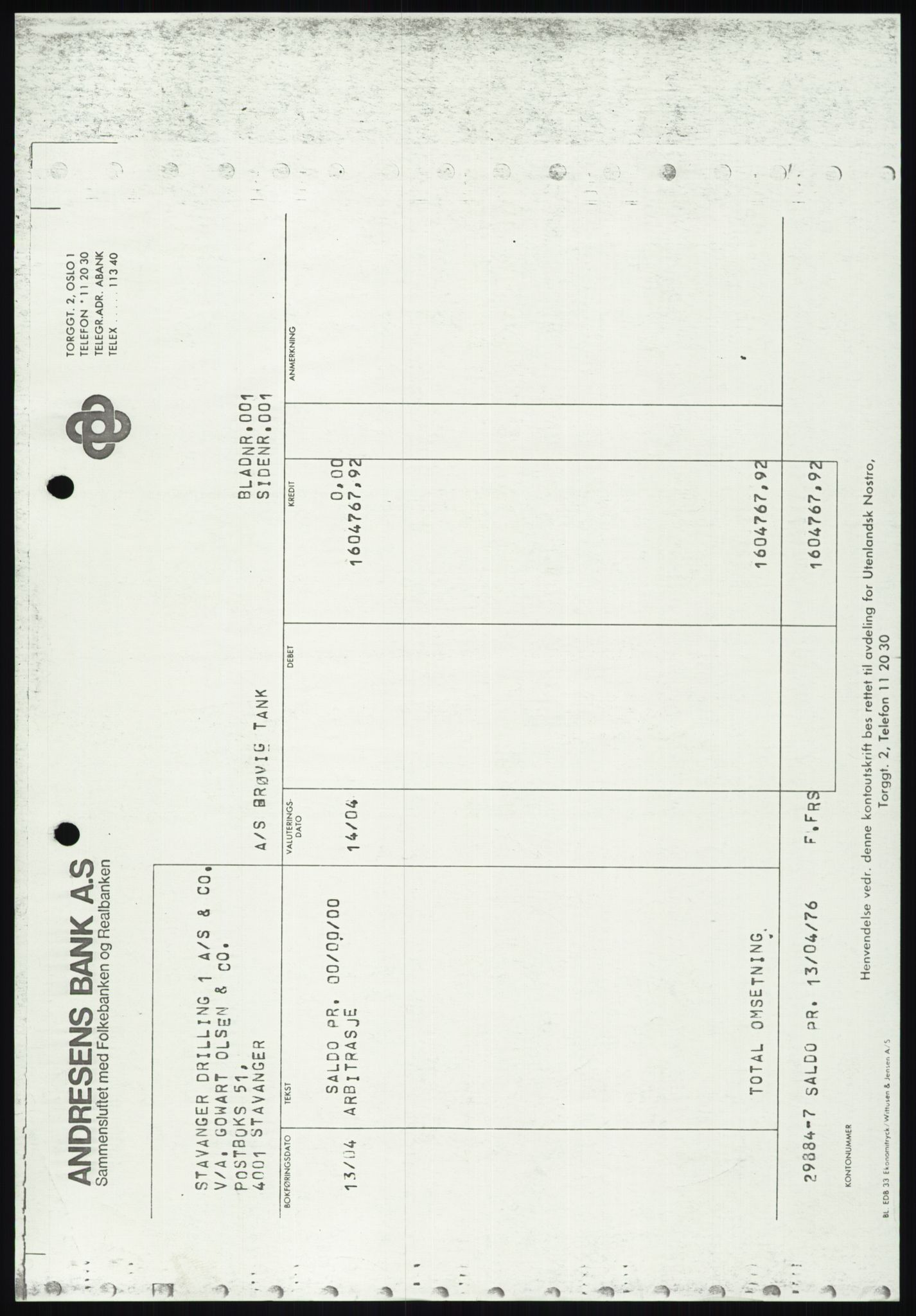 Pa 1503 - Stavanger Drilling AS, AV/SAST-A-101906/D/L0006: Korrespondanse og saksdokumenter, 1974-1984, p. 1292