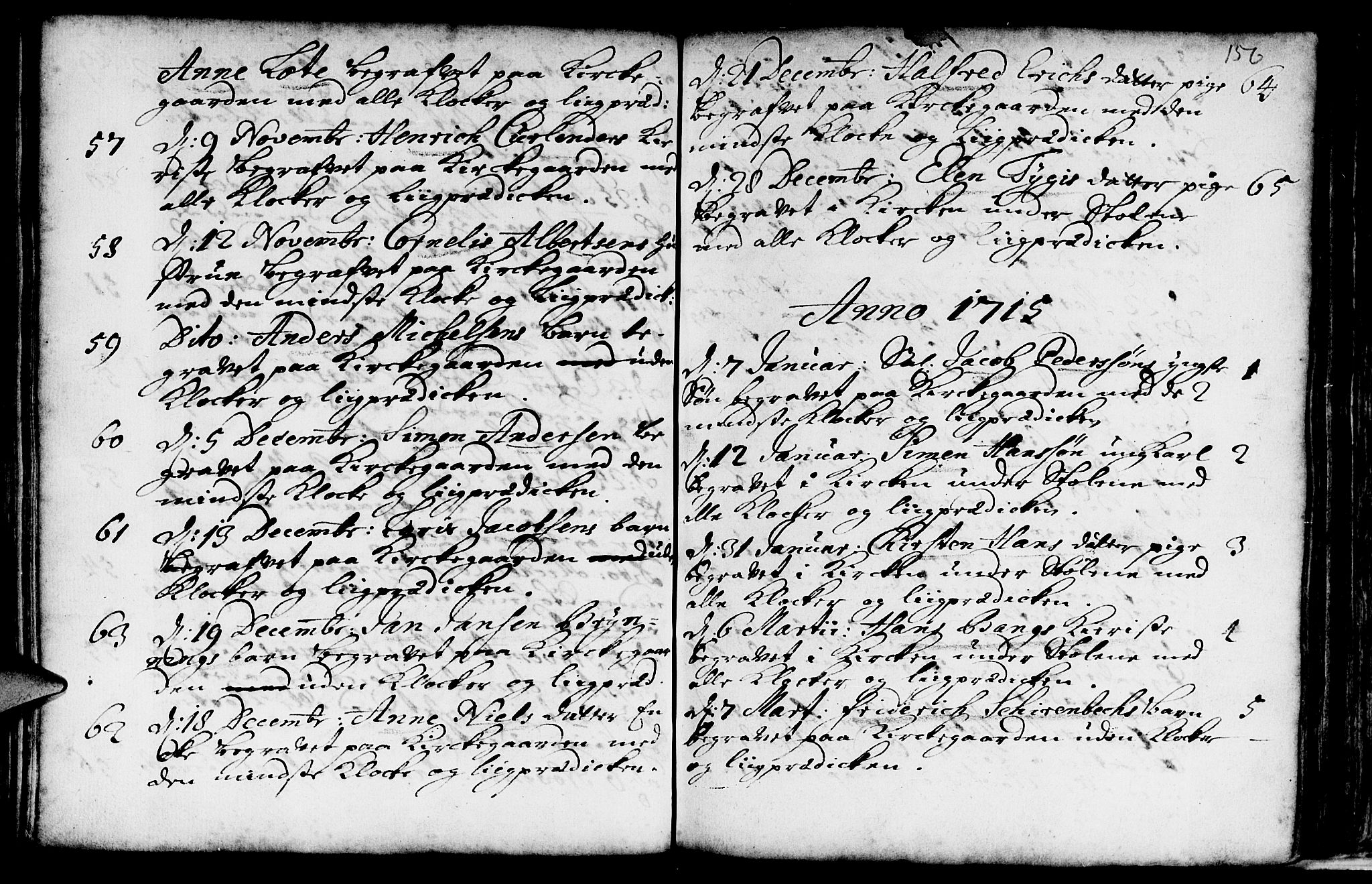 Nykirken Sokneprestembete, SAB/A-77101/H/Haa/L0009: Parish register (official) no. A 9, 1689-1759, p. 156