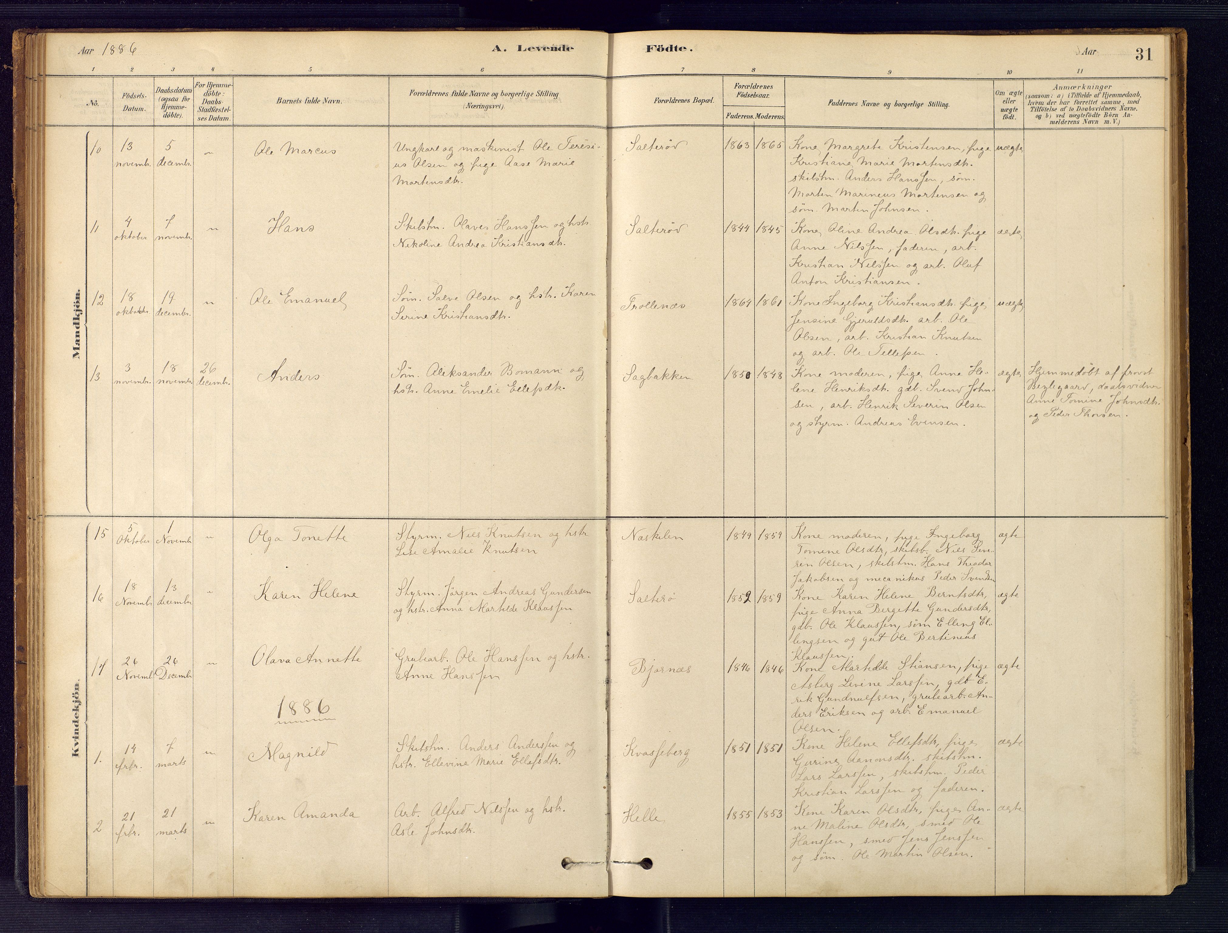 Austre Moland sokneprestkontor, AV/SAK-1111-0001/F/Fb/Fbb/L0001: Parish register (copy) no. B 1, 1878-1904, p. 31