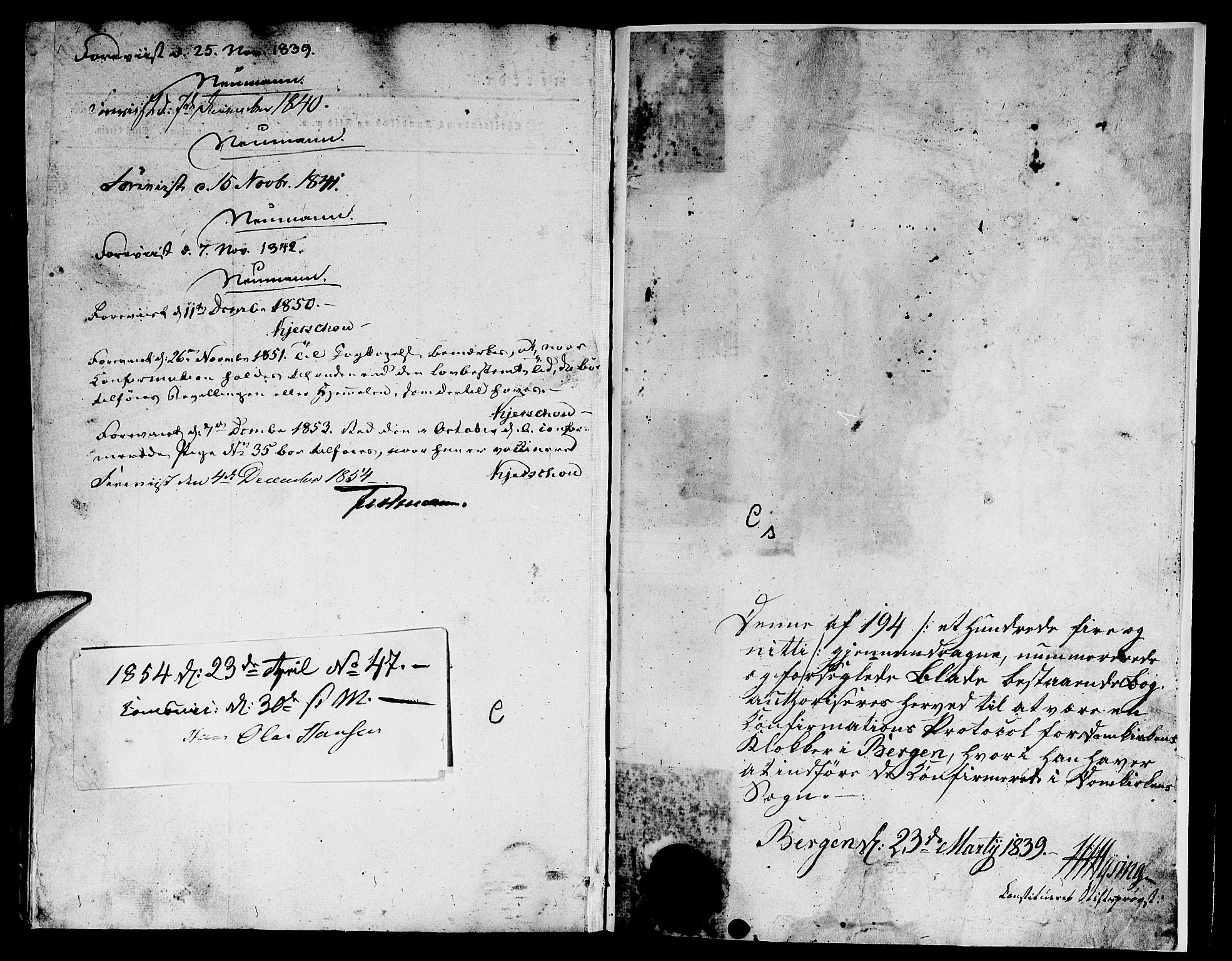 Domkirken sokneprestembete, SAB/A-74801/H/Hab/L0022: Parish register (copy) no. C 2, 1839-1854