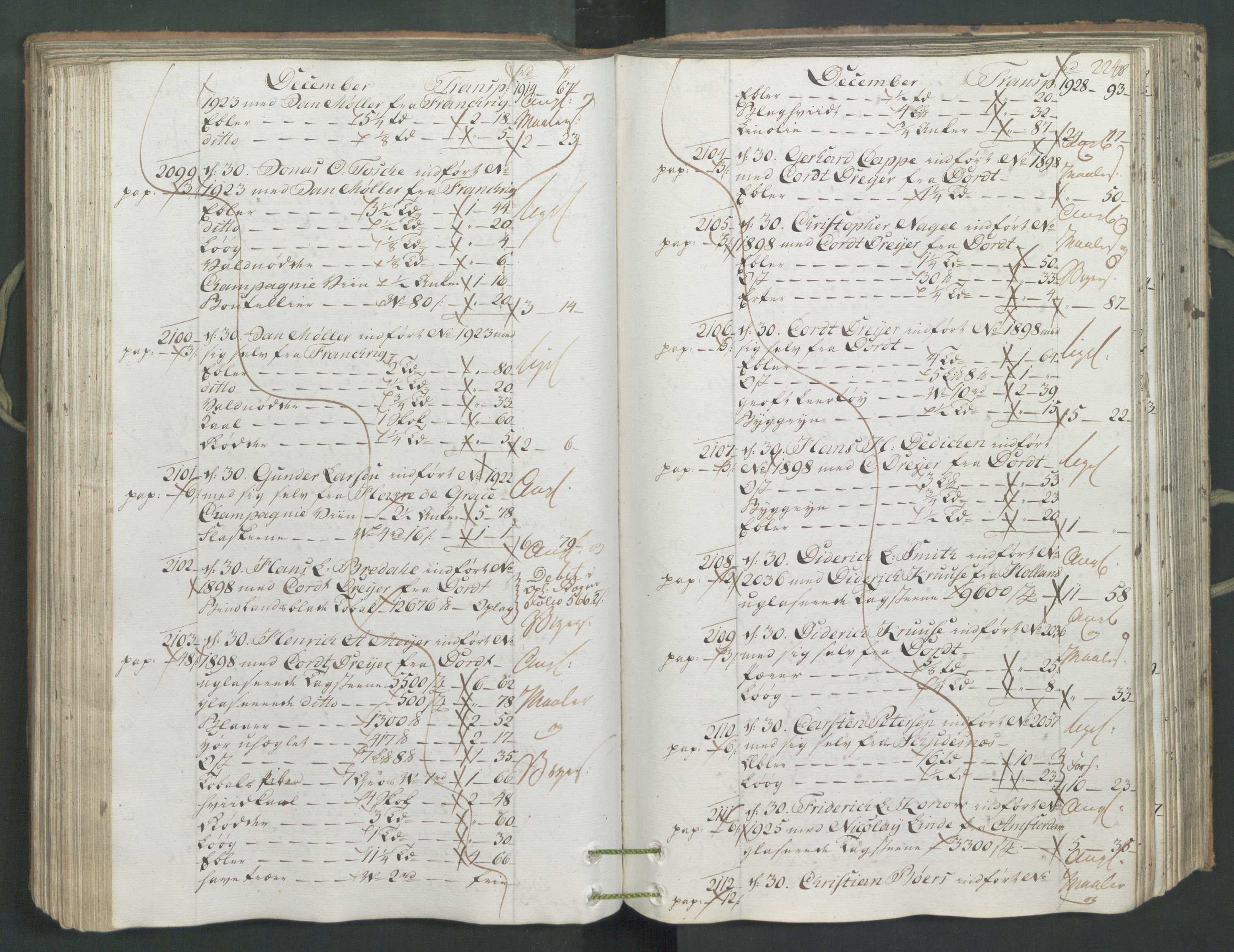 Generaltollkammeret, tollregnskaper, AV/RA-EA-5490/R26/L0222/0001: Tollregnskaper Bergen A / Inngående hovedtollbok, 1786, p. 223b-224a