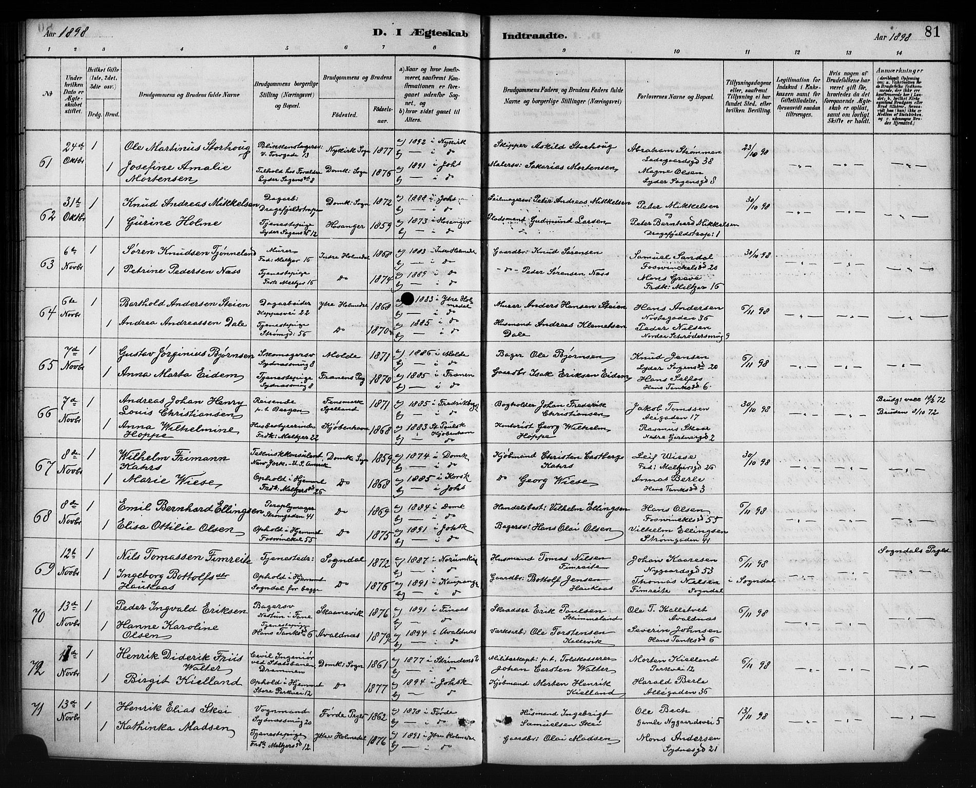 Johanneskirken sokneprestembete, AV/SAB-A-76001/H/Hab: Parish register (copy) no. C 1, 1885-1912, p. 81