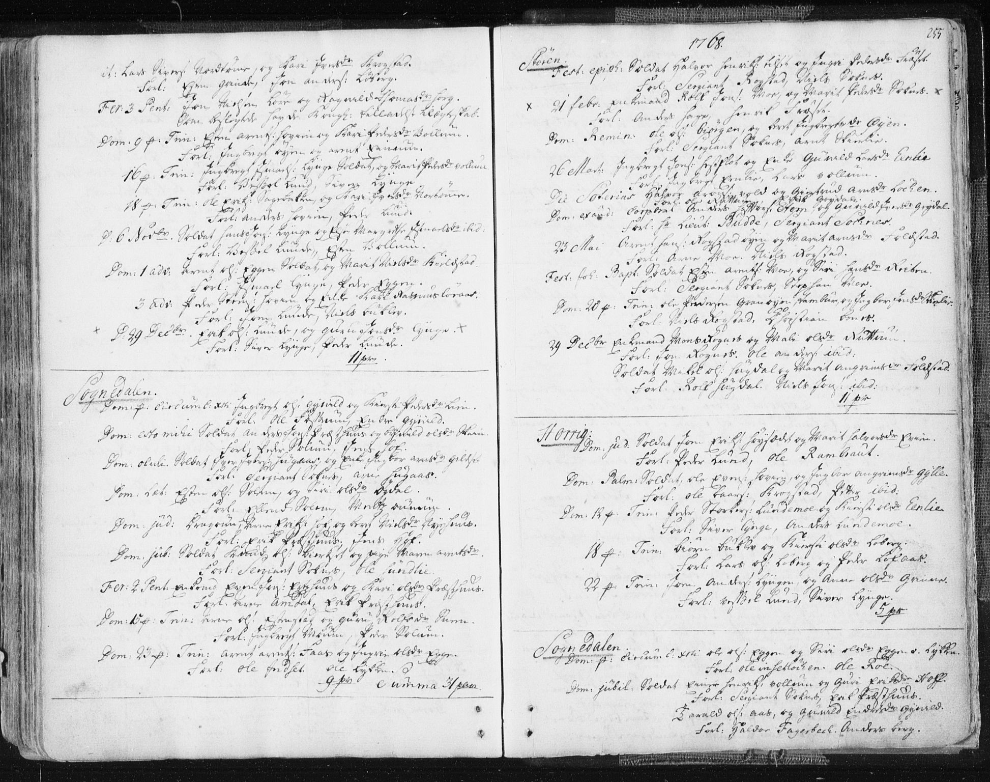 Ministerialprotokoller, klokkerbøker og fødselsregistre - Sør-Trøndelag, SAT/A-1456/687/L0991: Parish register (official) no. 687A02, 1747-1790, p. 255