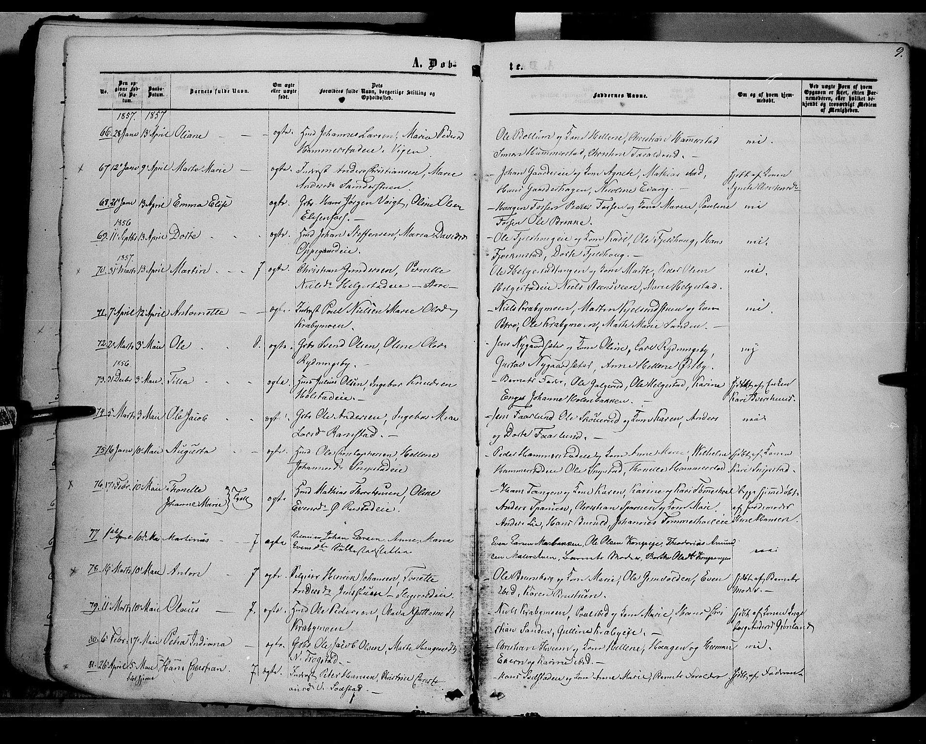 Østre Toten prestekontor, AV/SAH-PREST-104/H/Ha/Haa/L0004: Parish register (official) no. 4, 1857-1865, p. 9