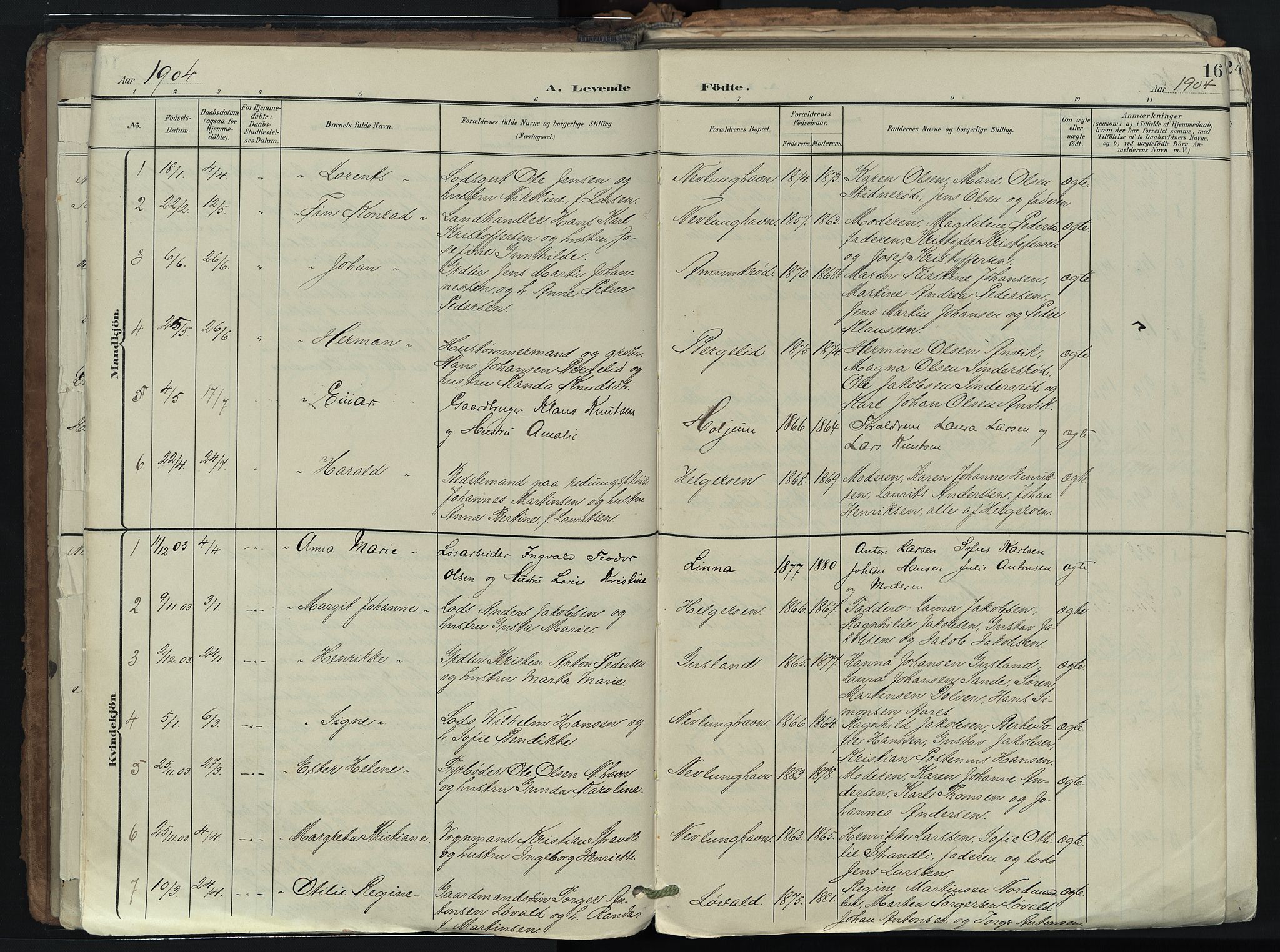 Brunlanes kirkebøker, SAKO/A-342/F/Fb/L0003: Parish register (official) no. II 3, 1900-1922, p. 16