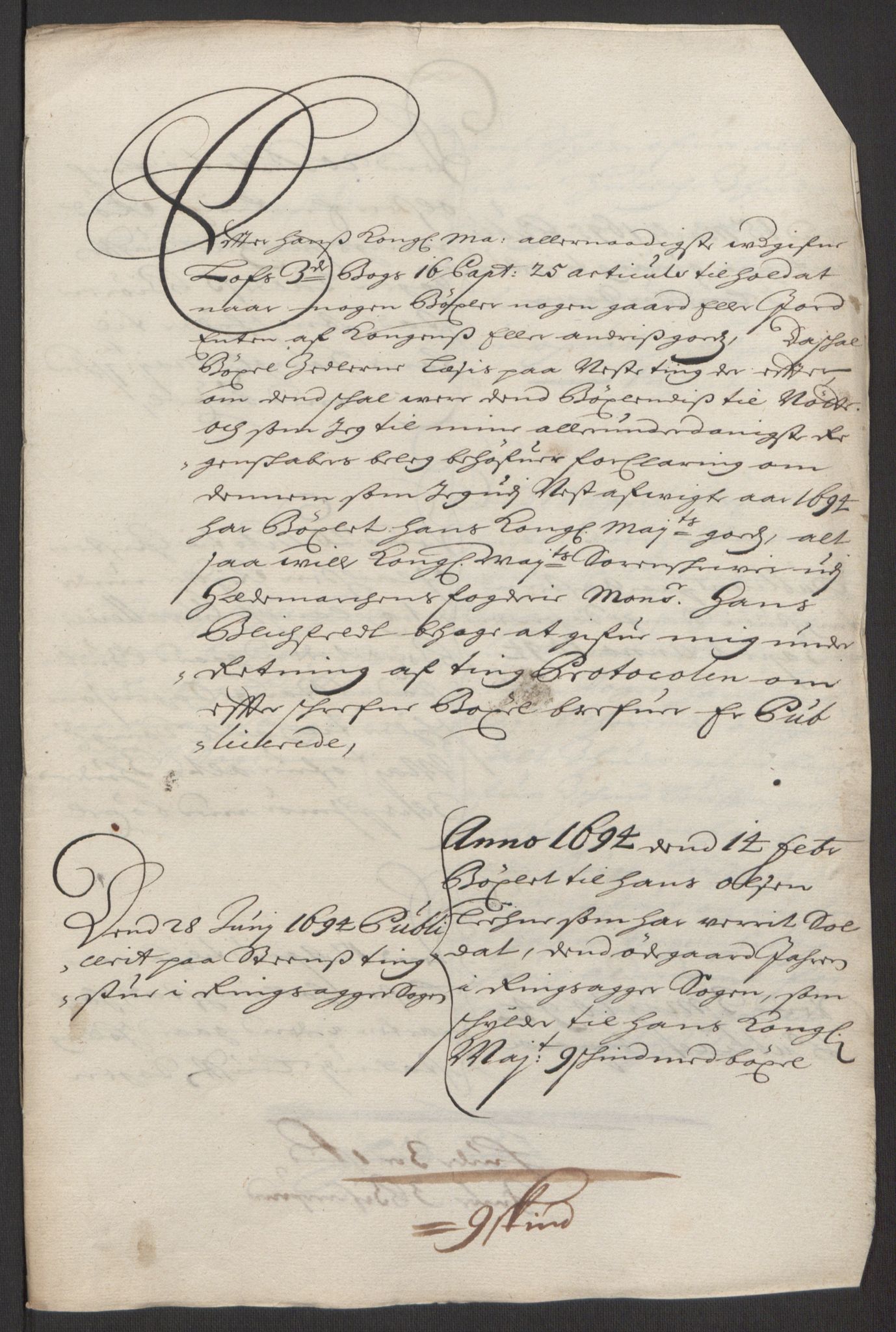 Rentekammeret inntil 1814, Reviderte regnskaper, Fogderegnskap, RA/EA-4092/R16/L1035: Fogderegnskap Hedmark, 1694, p. 66