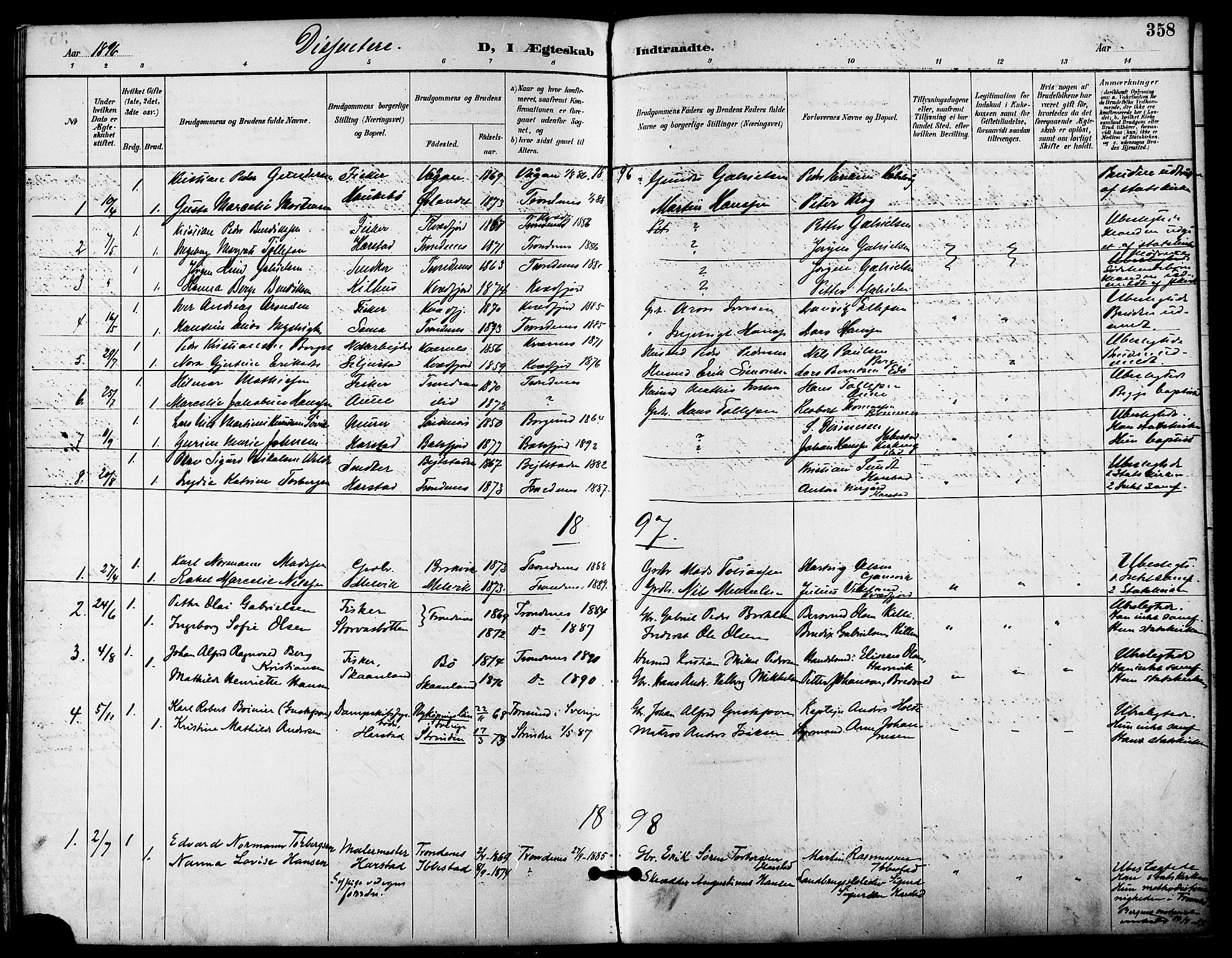 Trondenes sokneprestkontor, SATØ/S-1319/H/Ha/L0016kirke: Parish register (official) no. 16, 1890-1898, p. 358