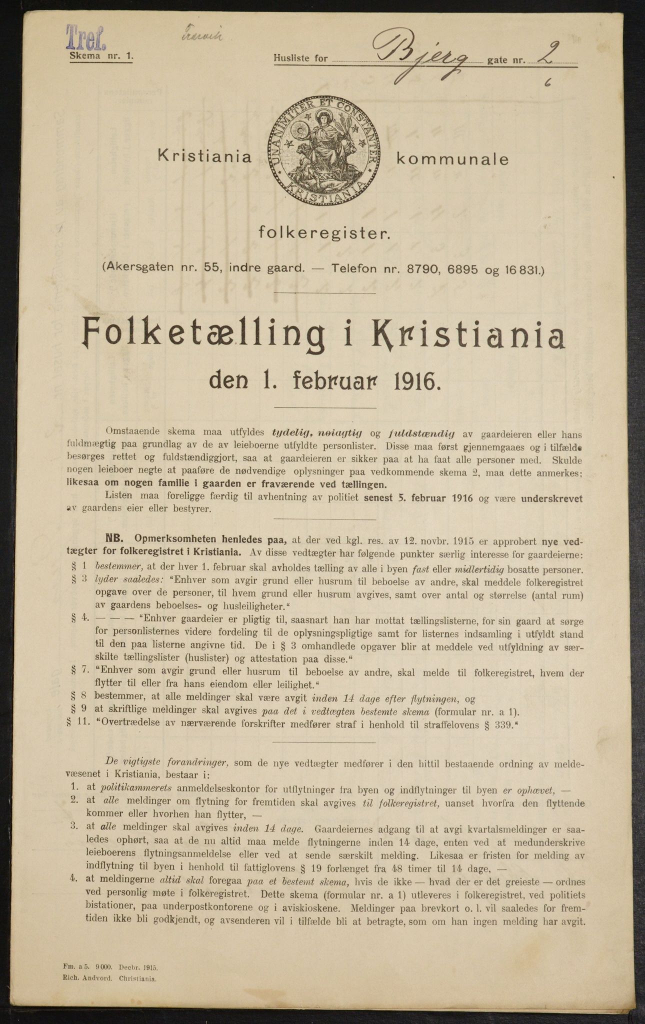 OBA, Municipal Census 1916 for Kristiania, 1916, p. 5520