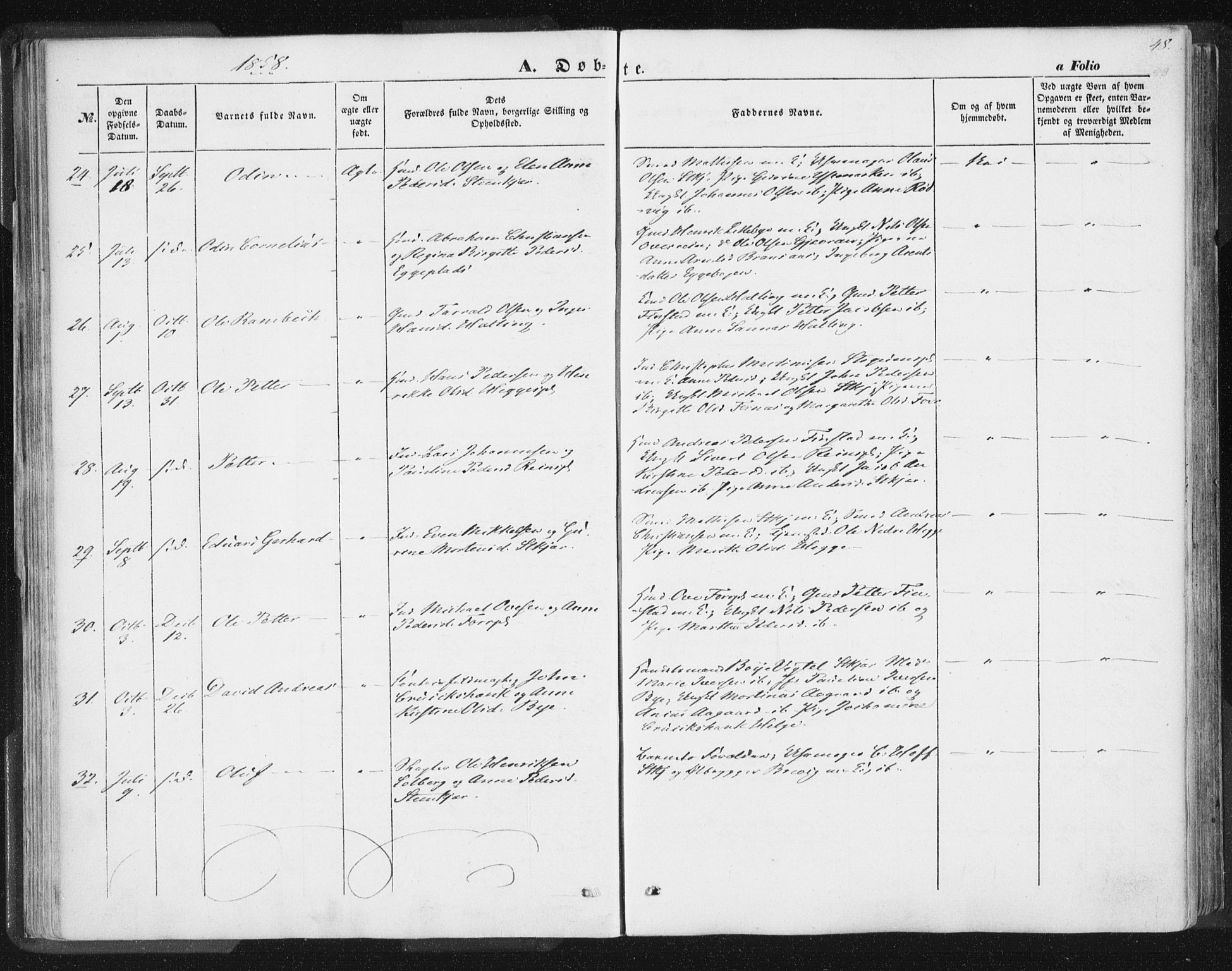 Ministerialprotokoller, klokkerbøker og fødselsregistre - Nord-Trøndelag, AV/SAT-A-1458/746/L0446: Parish register (official) no. 746A05, 1846-1859, p. 48