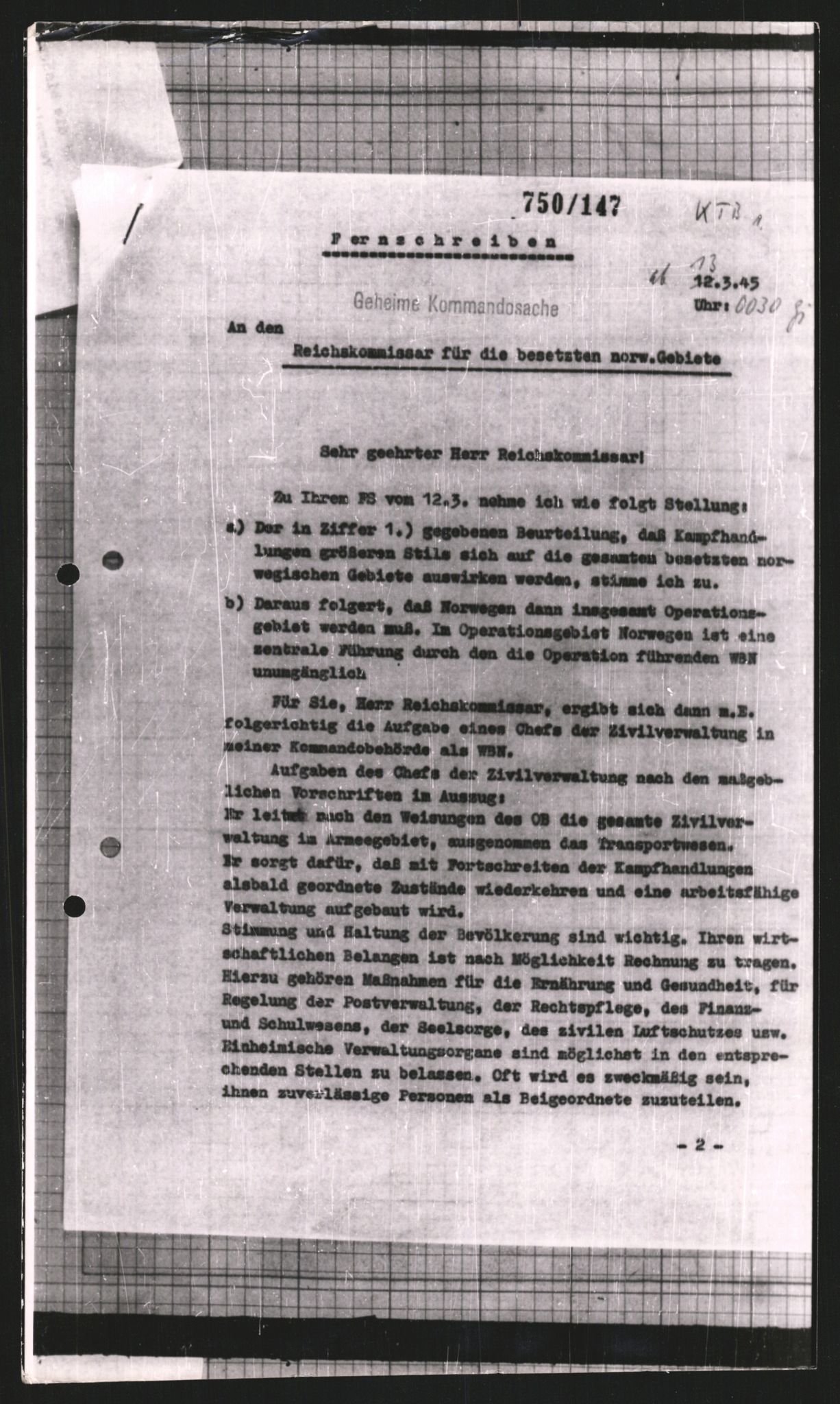 Forsvarets Overkommando. 2 kontor. Arkiv 11.4. Spredte tyske arkivsaker, AV/RA-RAFA-7031/D/Dar/Dara/L0008: Krigsdagbøker for 20. Gebirgs-Armee-Oberkommando (AOK 20), 1945, p. 427