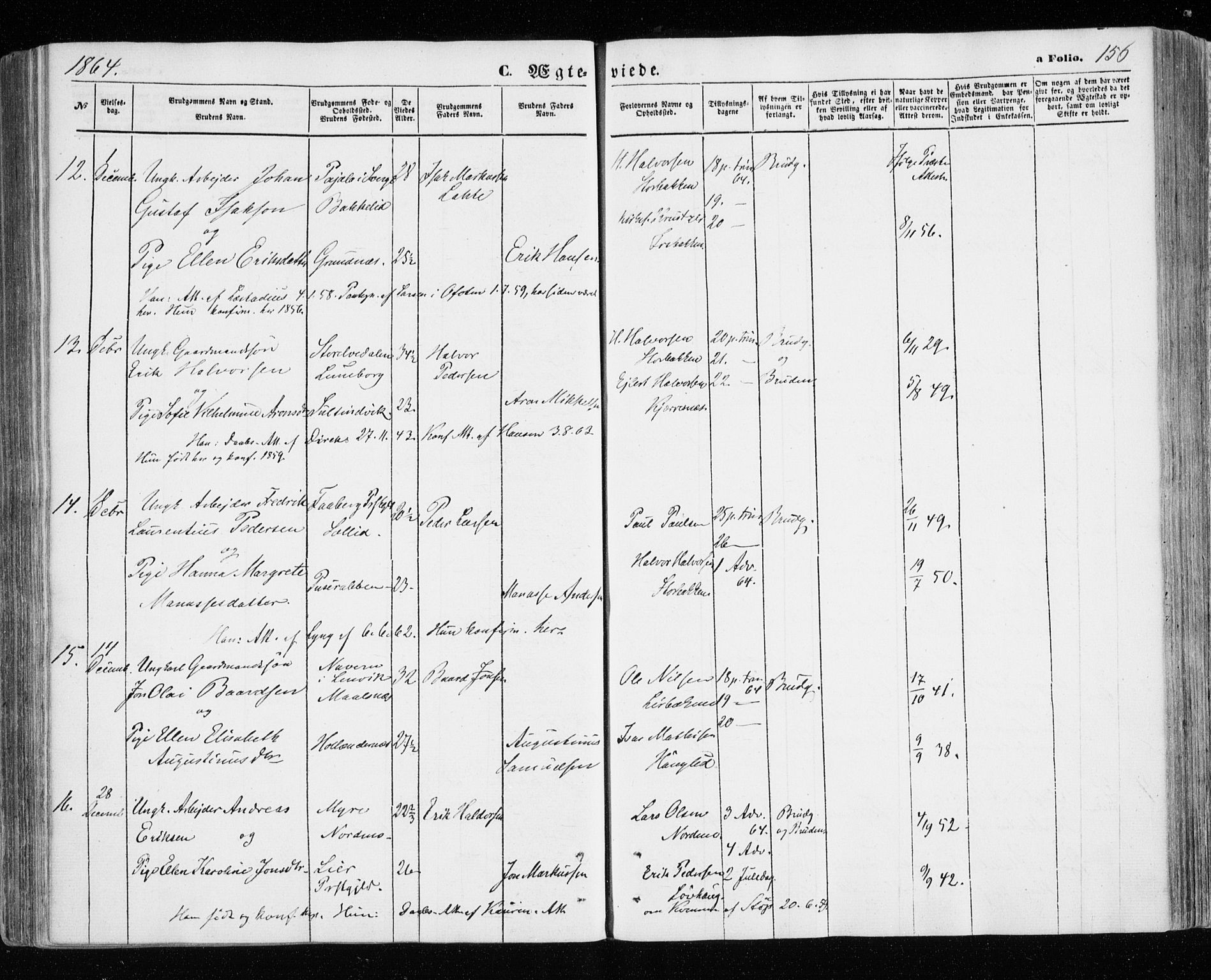 Målselv sokneprestembete, SATØ/S-1311/G/Ga/Gaa/L0004kirke: Parish register (official) no. 4, 1863-1872, p. 156