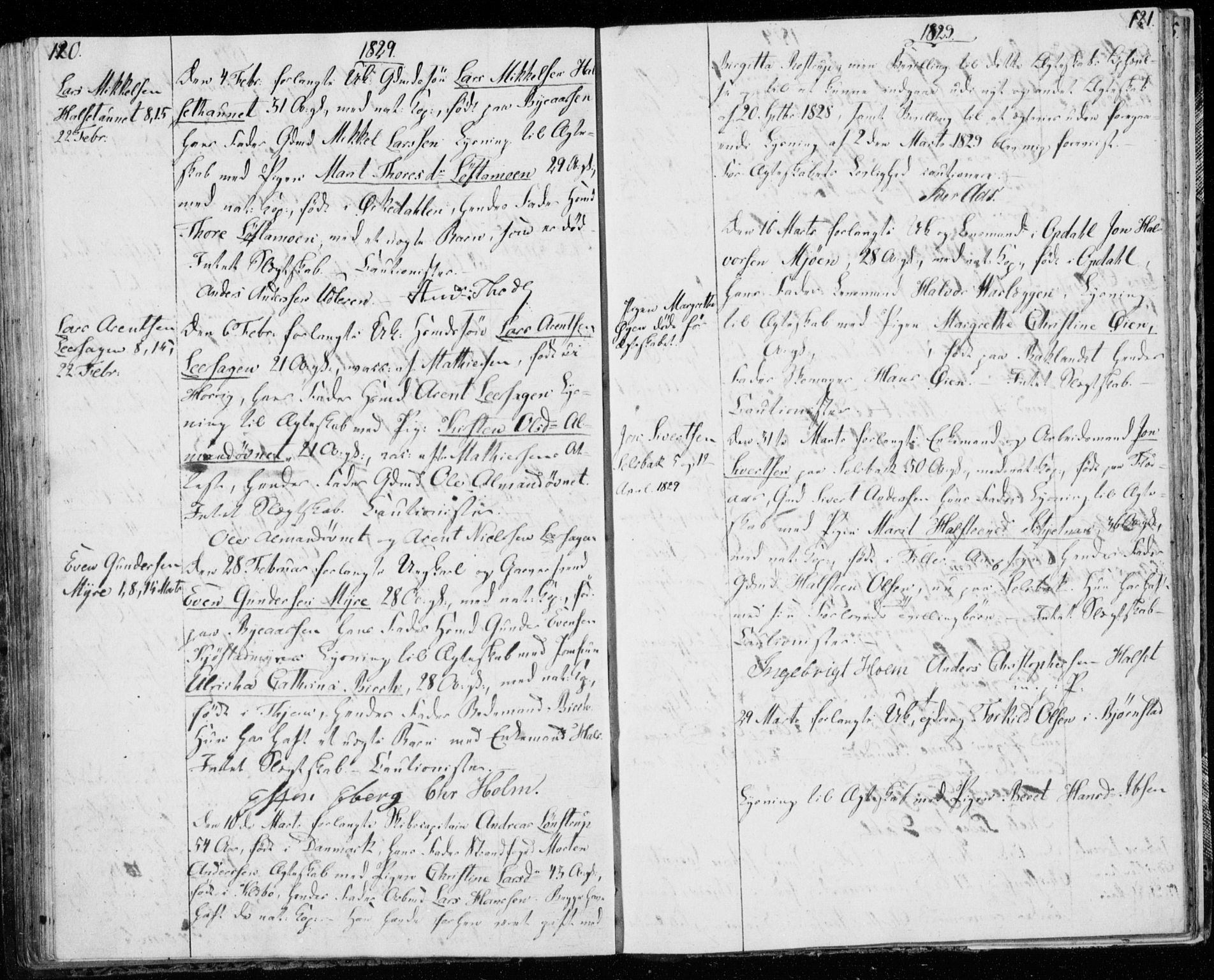 Ministerialprotokoller, klokkerbøker og fødselsregistre - Sør-Trøndelag, SAT/A-1456/606/L0295: Banns register no. 606A10, 1815-1833, p. 120-121