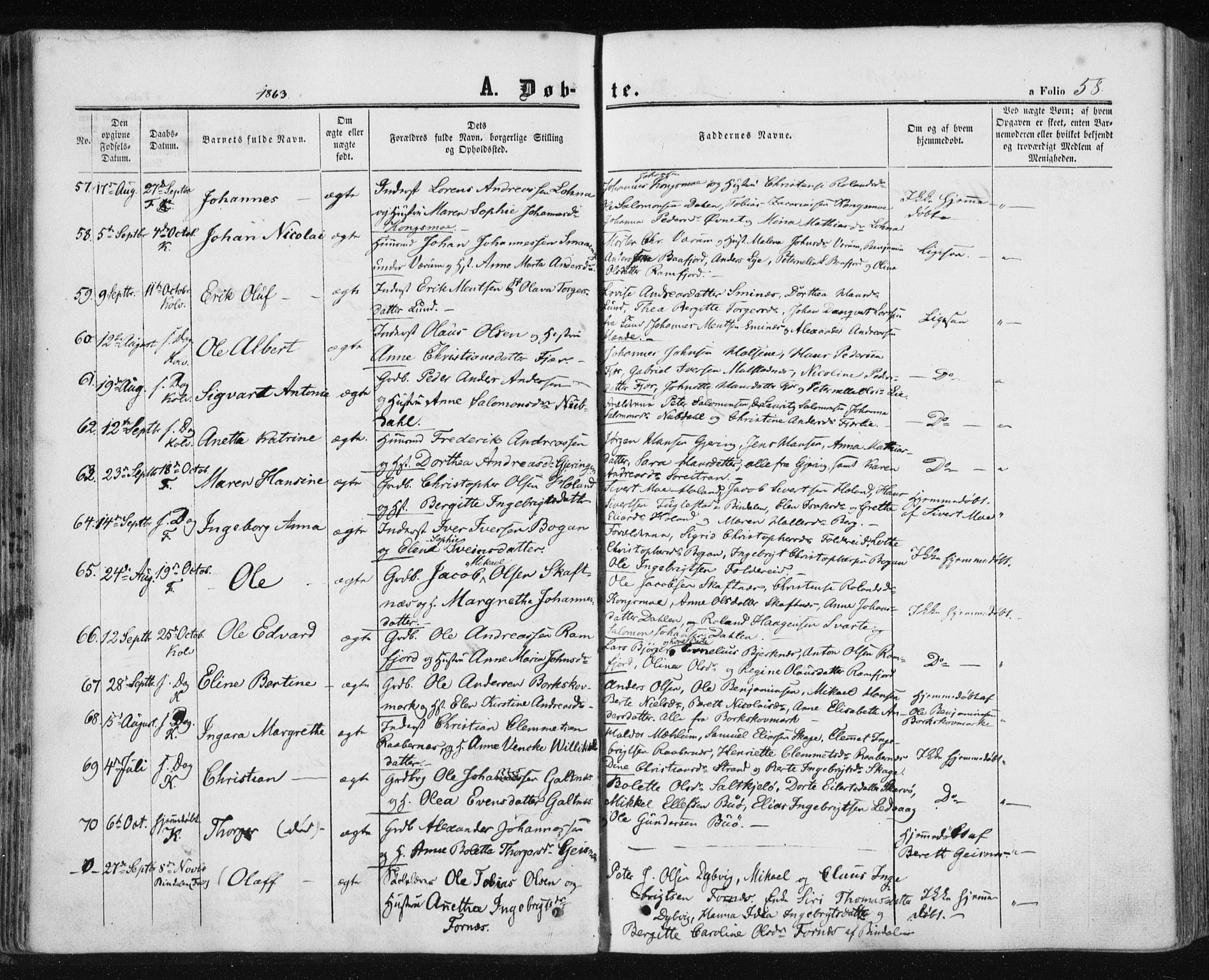 Ministerialprotokoller, klokkerbøker og fødselsregistre - Nord-Trøndelag, SAT/A-1458/780/L0641: Parish register (official) no. 780A06, 1857-1874, p. 58