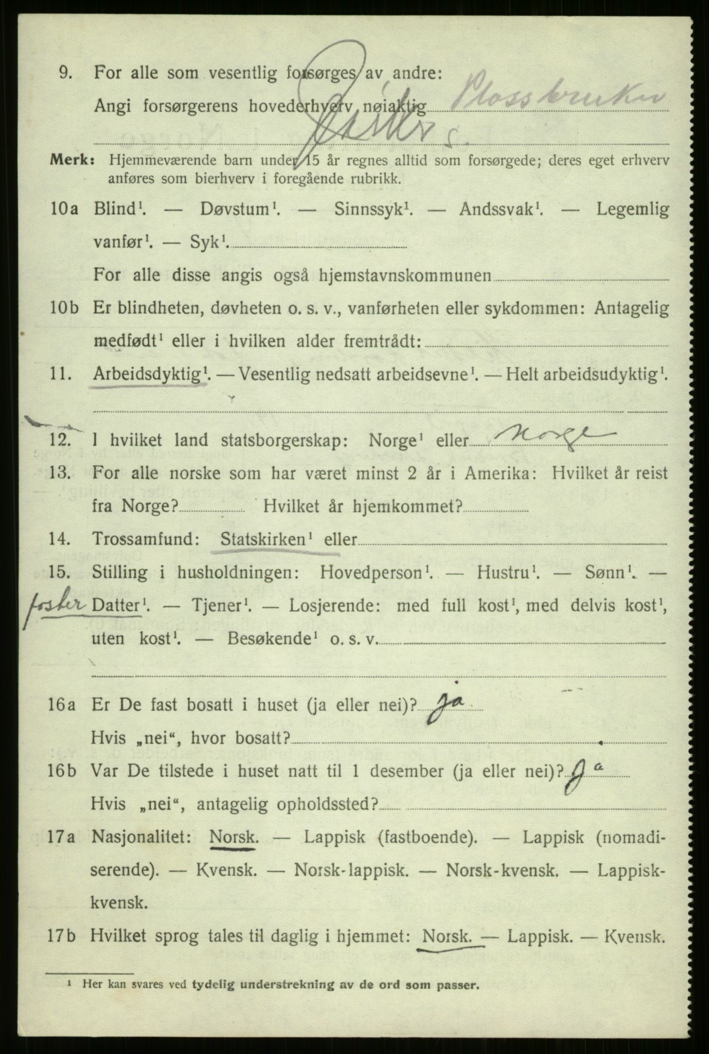 SATØ, 1920 census for Kvæfjord, 1920, p. 3122