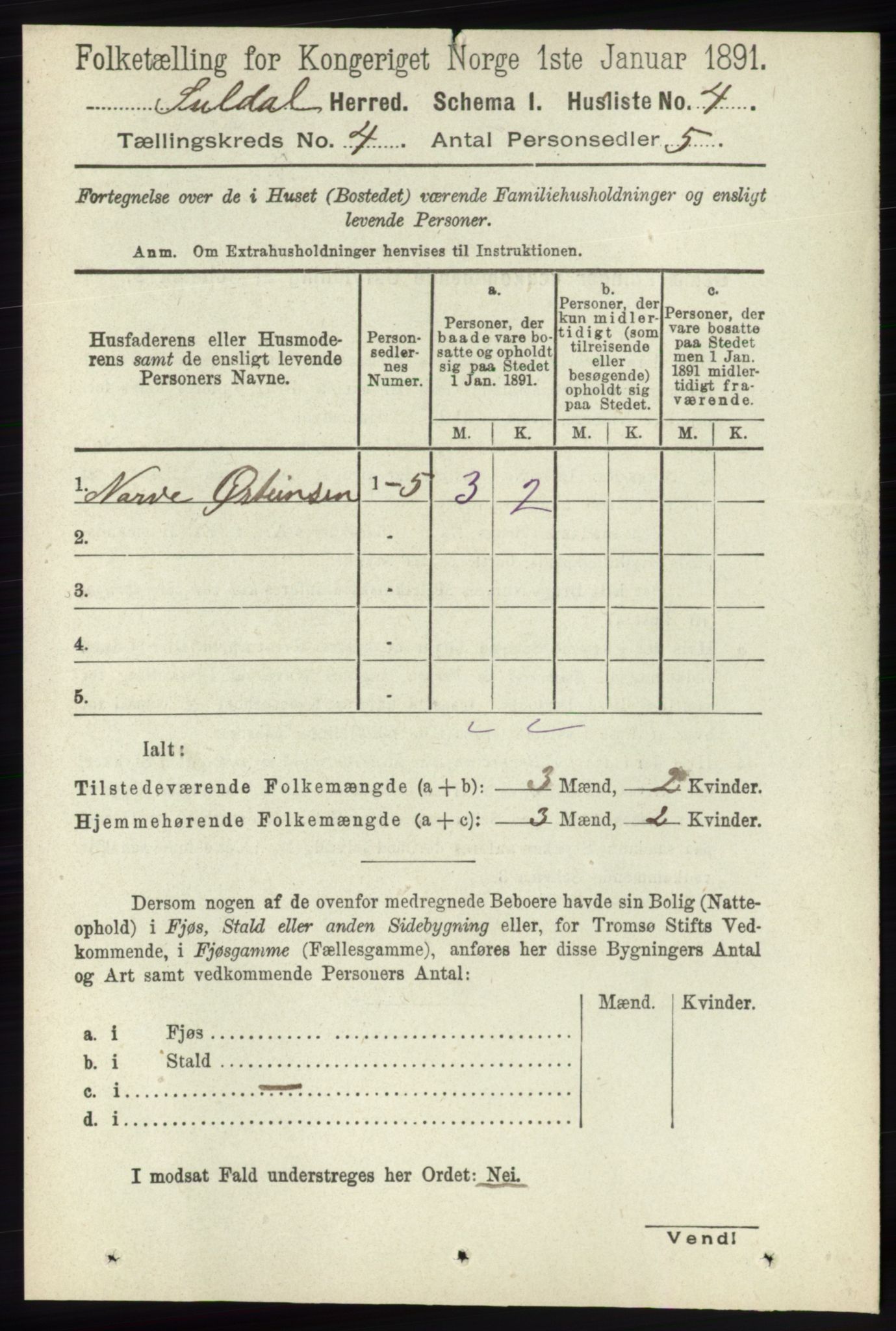 RA, 1891 census for 1134 Suldal, 1891, p. 759