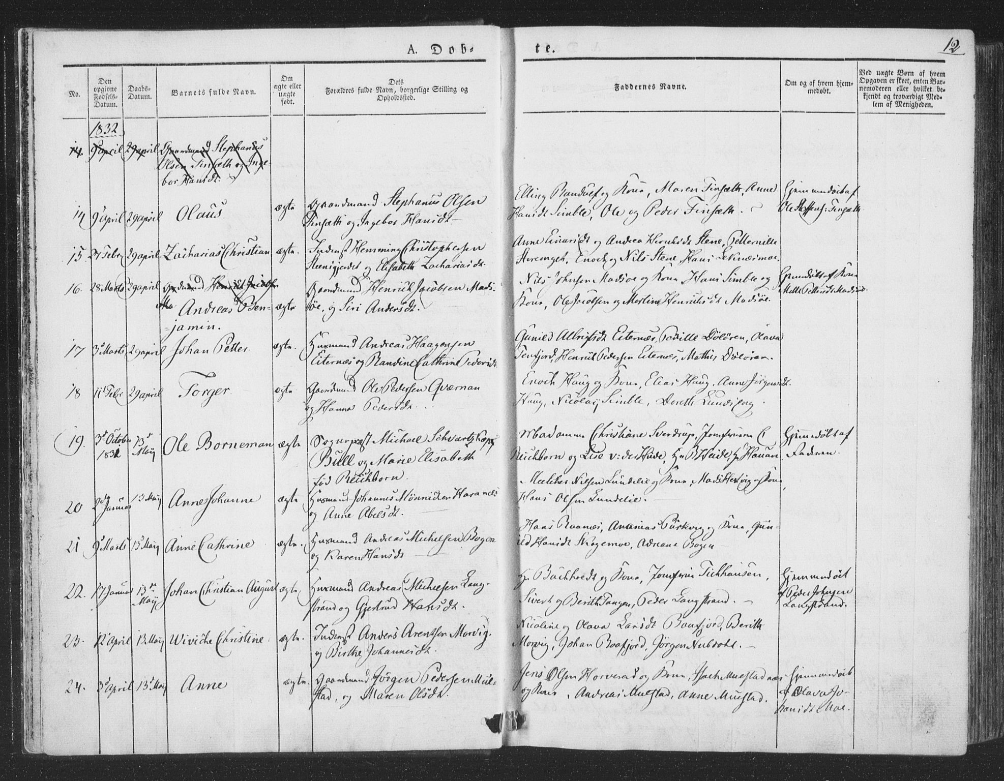 Ministerialprotokoller, klokkerbøker og fødselsregistre - Nord-Trøndelag, AV/SAT-A-1458/780/L0639: Parish register (official) no. 780A04, 1830-1844, p. 12