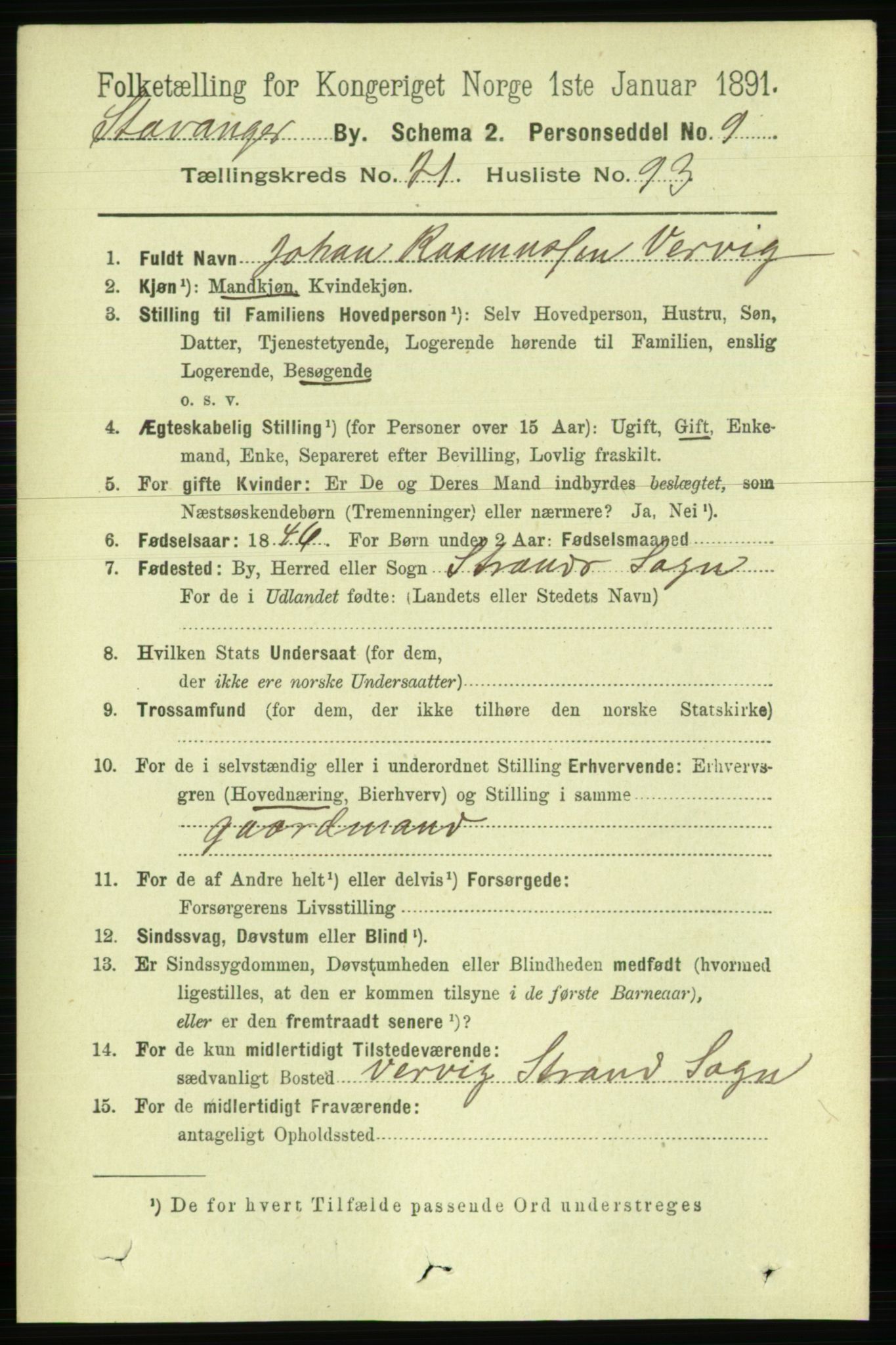 RA, 1891 census for 1103 Stavanger, 1891, p. 24112