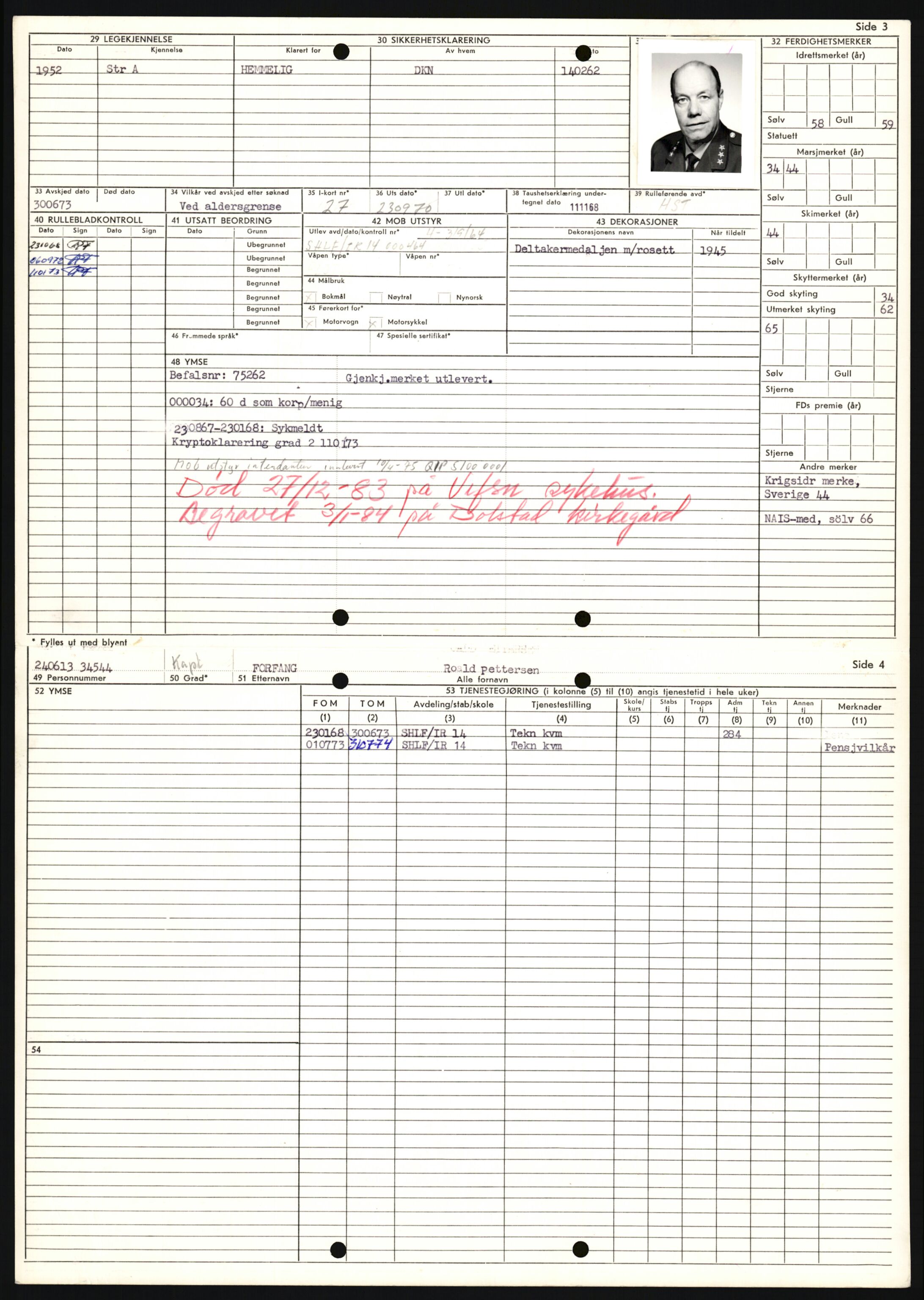 Forsvaret, Sør-Hålogaland landforsvar, AV/RA-RAFA-2552/P/Pa/L0302: Personellmapper for slettet personell, yrkesbefal og vernepliktig befal, født 1913-1916, 1932-1976, p. 46