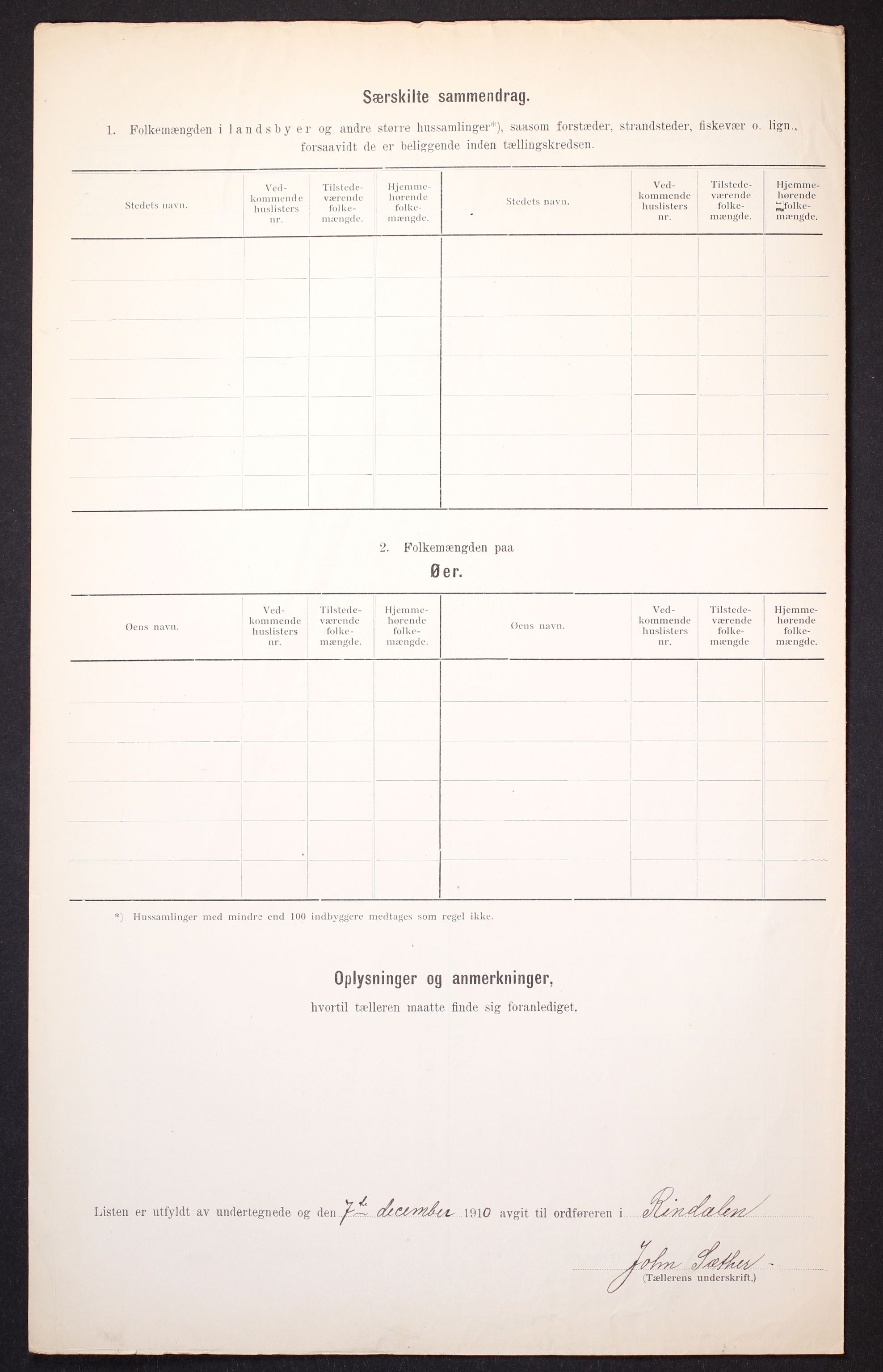 RA, 1910 census for Rindal, 1910, p. 6