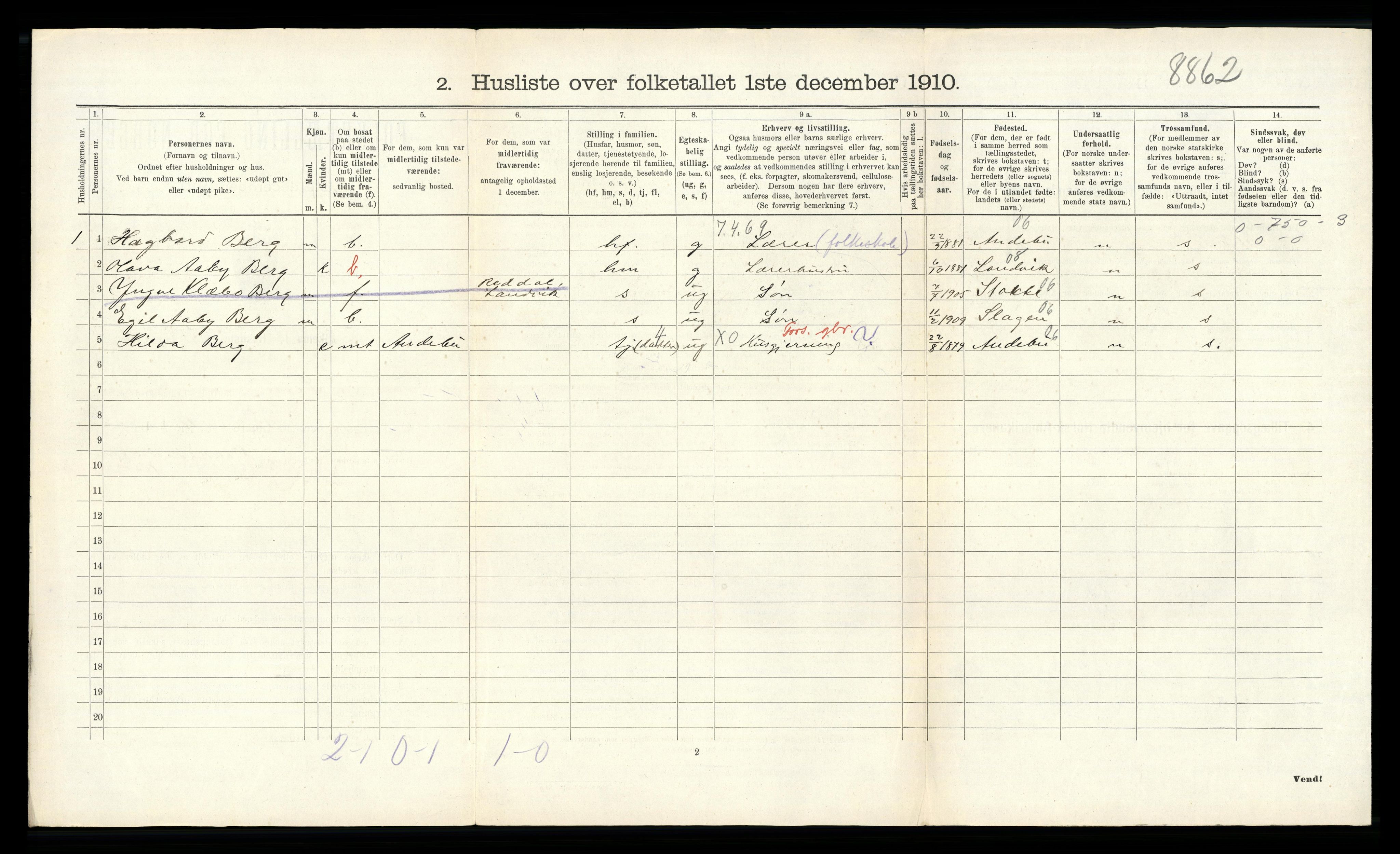 RA, 1910 census for Sem, 1910, p. 1233