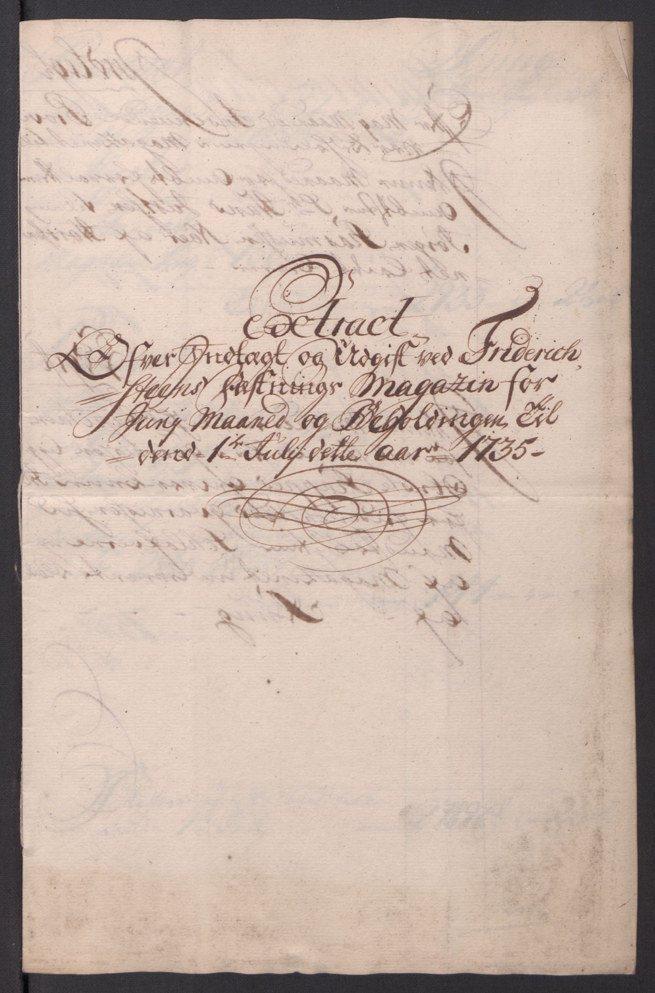 Kommanderende general (KG I) med Det norske krigsdirektorium, RA/EA-5419/D/L0154: Fredriksten festning: Brev, inventarfortegnelser og regnskapsekstrakter, 1730-1739, p. 395