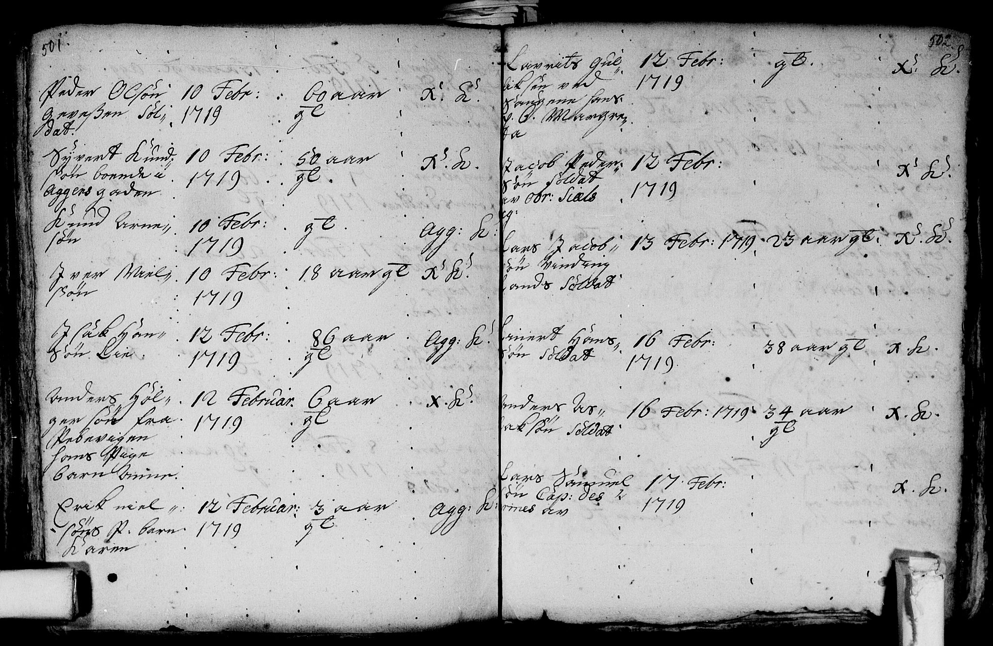 Aker prestekontor kirkebøker, AV/SAO-A-10861/F/L0002: Parish register (official) no. 2, 1714-1720, p. 501-502