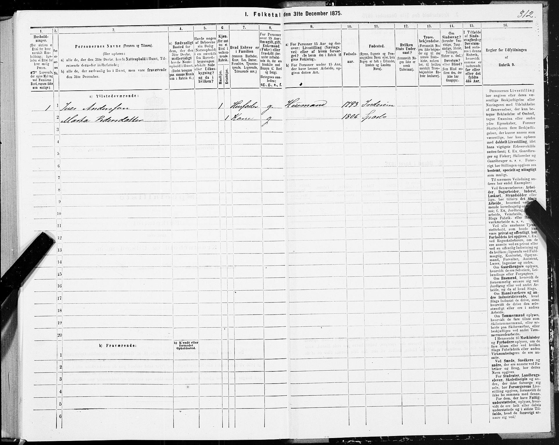 SAT, 1875 census for 1729P Inderøy, 1875, p. 1312