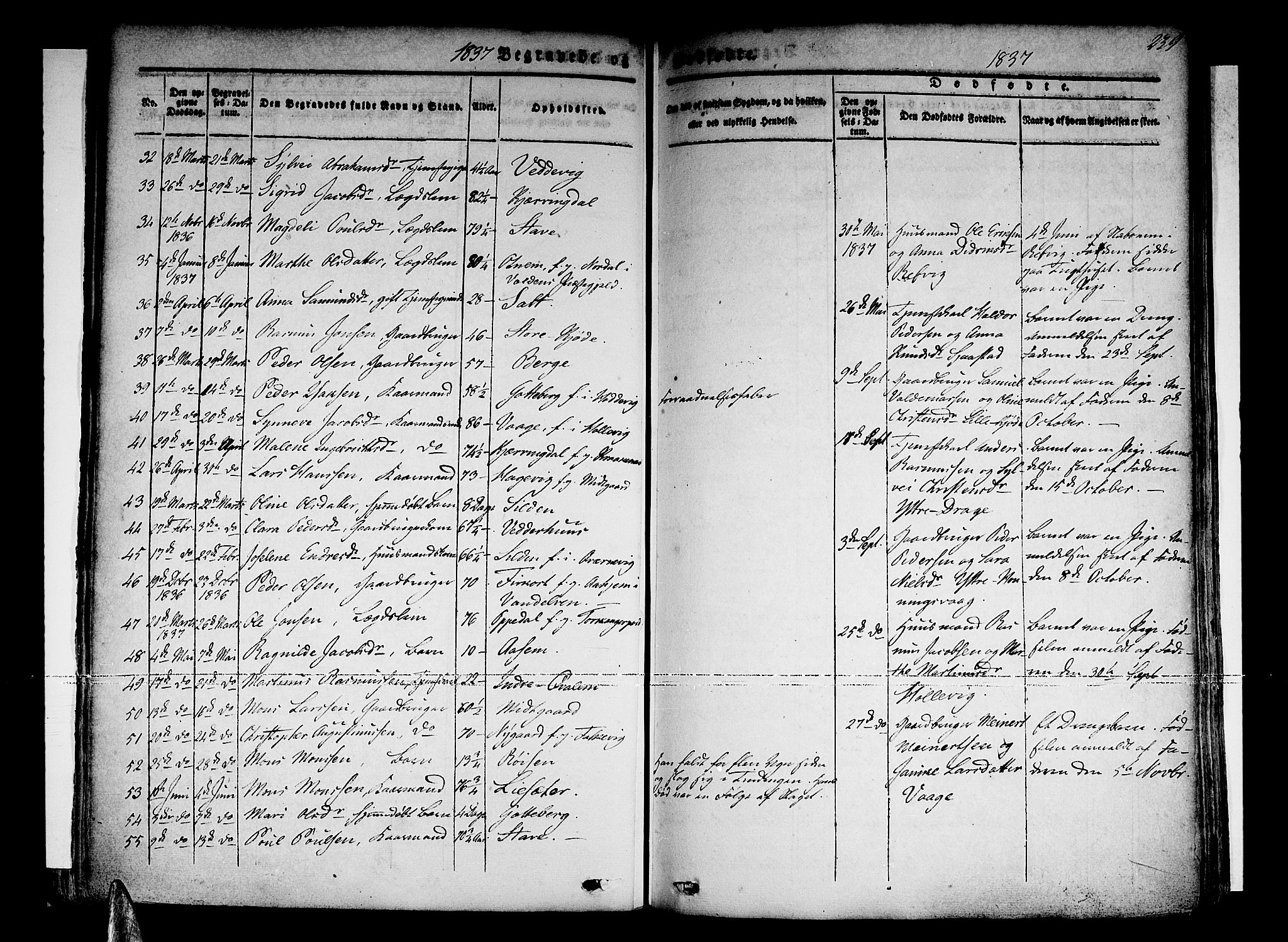 Selje sokneprestembete, SAB/A-99938/H/Ha/Haa/Haaa: Parish register (official) no. A 9, 1829-1844, p. 239