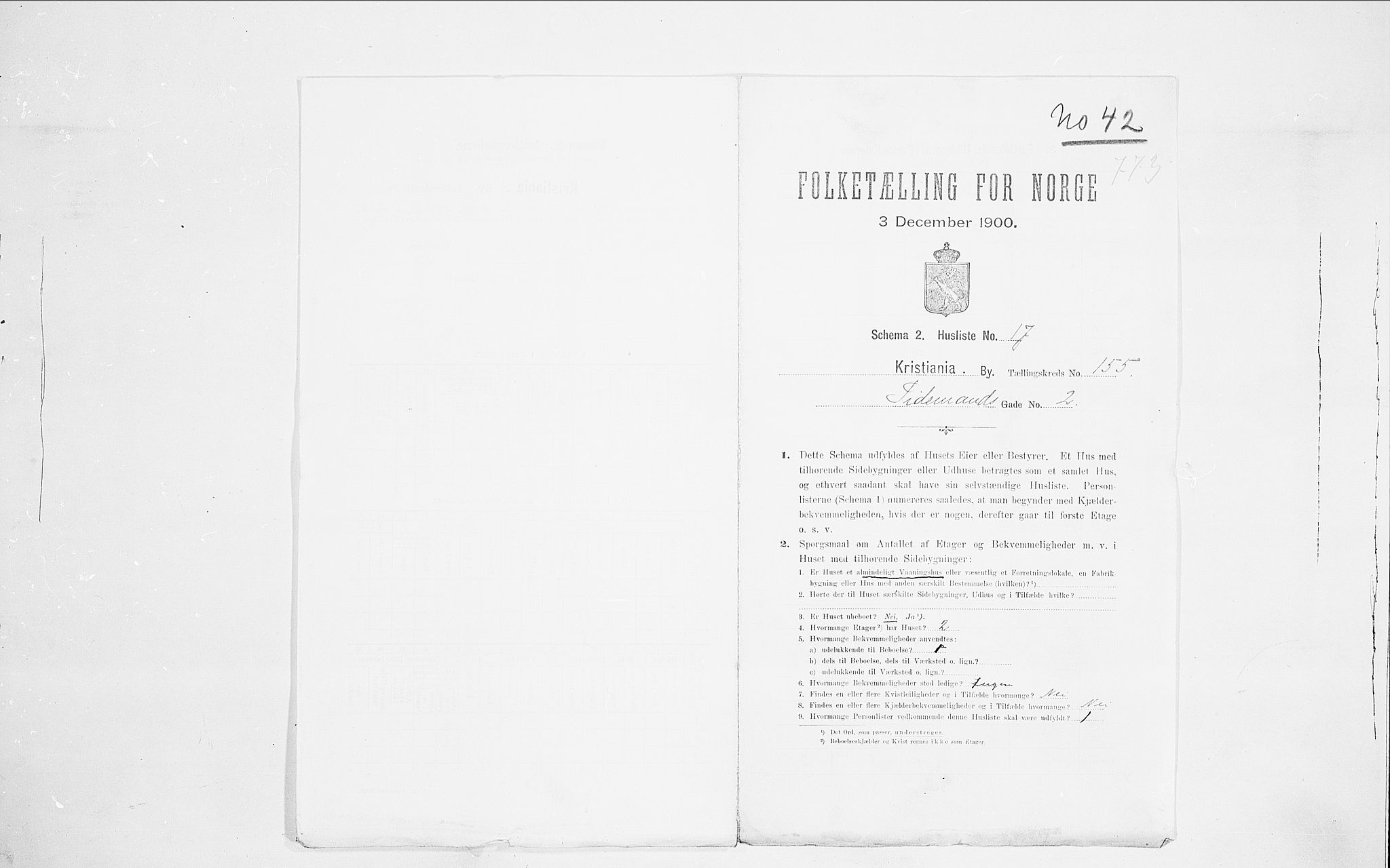 SAO, 1900 census for Kristiania, 1900, p. 100254