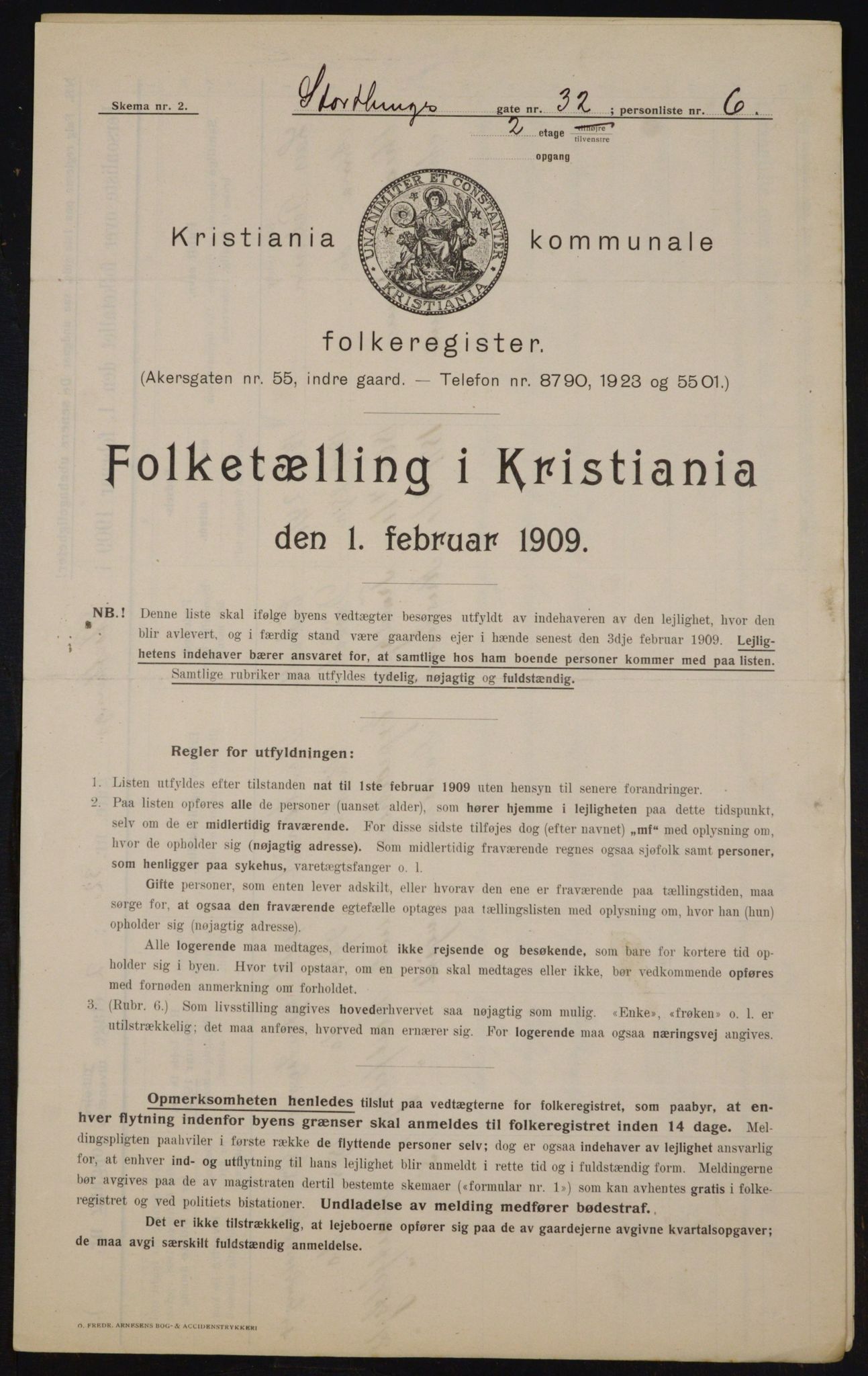 OBA, Municipal Census 1909 for Kristiania, 1909, p. 93676