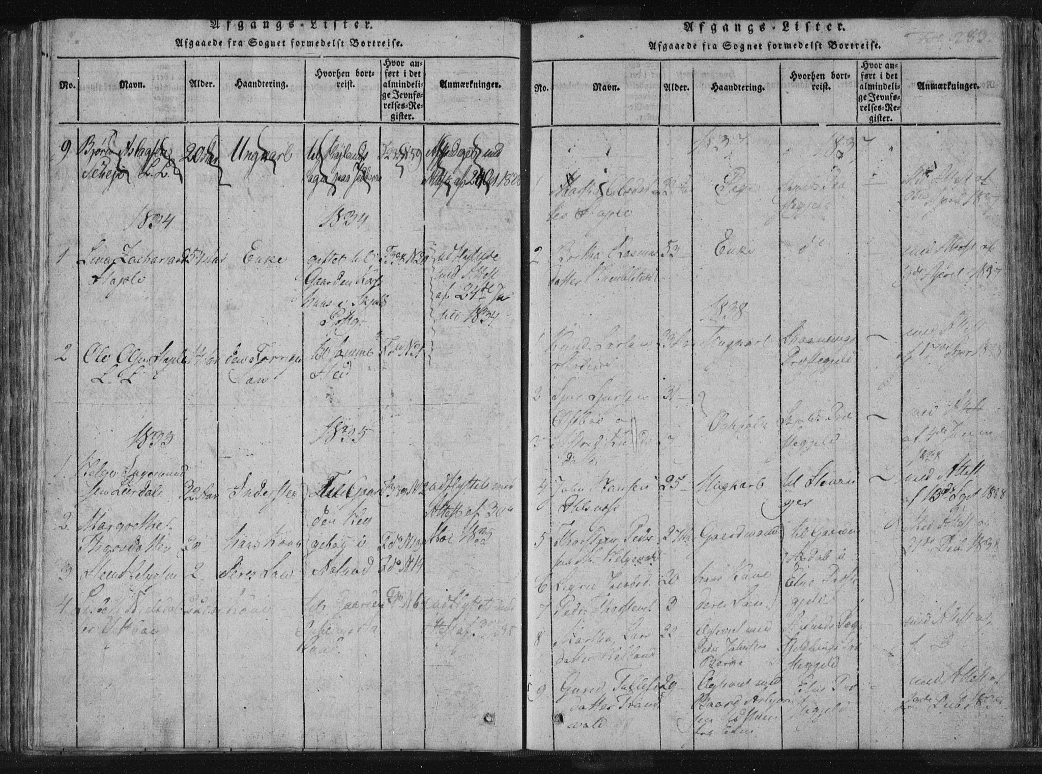 Vikedal sokneprestkontor, SAST/A-101840/01/IV: Parish register (official) no. A 4, 1816-1850, p. 283