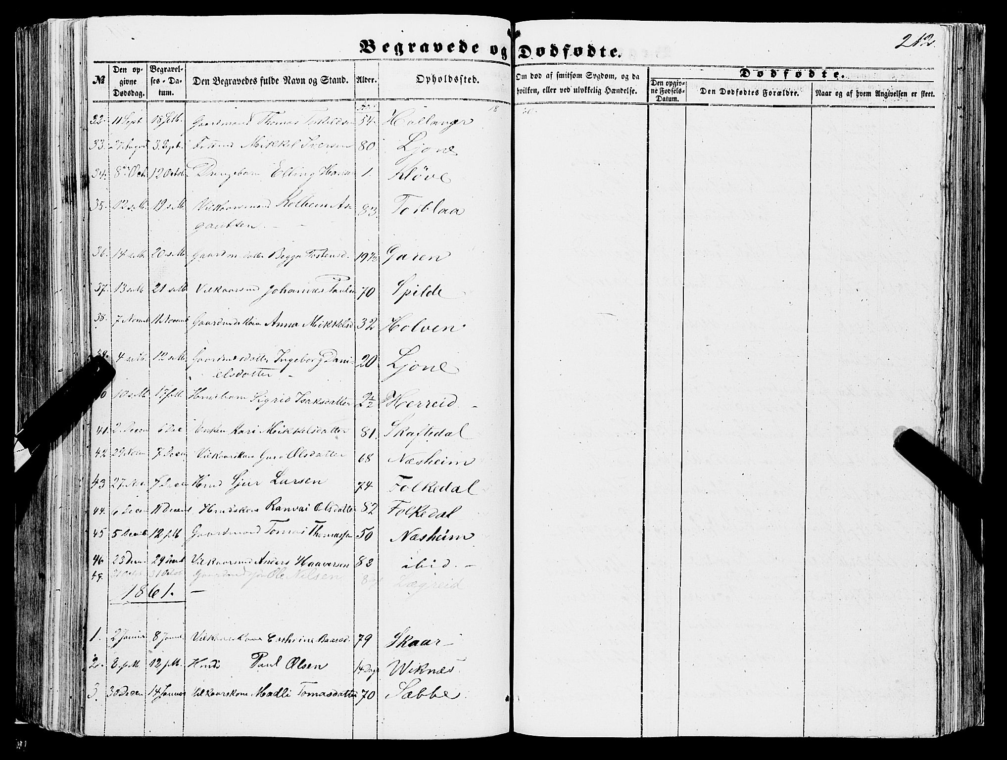 Ulvik sokneprestembete, SAB/A-78801/H/Haa: Parish register (official) no. A 13, 1853-1863, p. 212