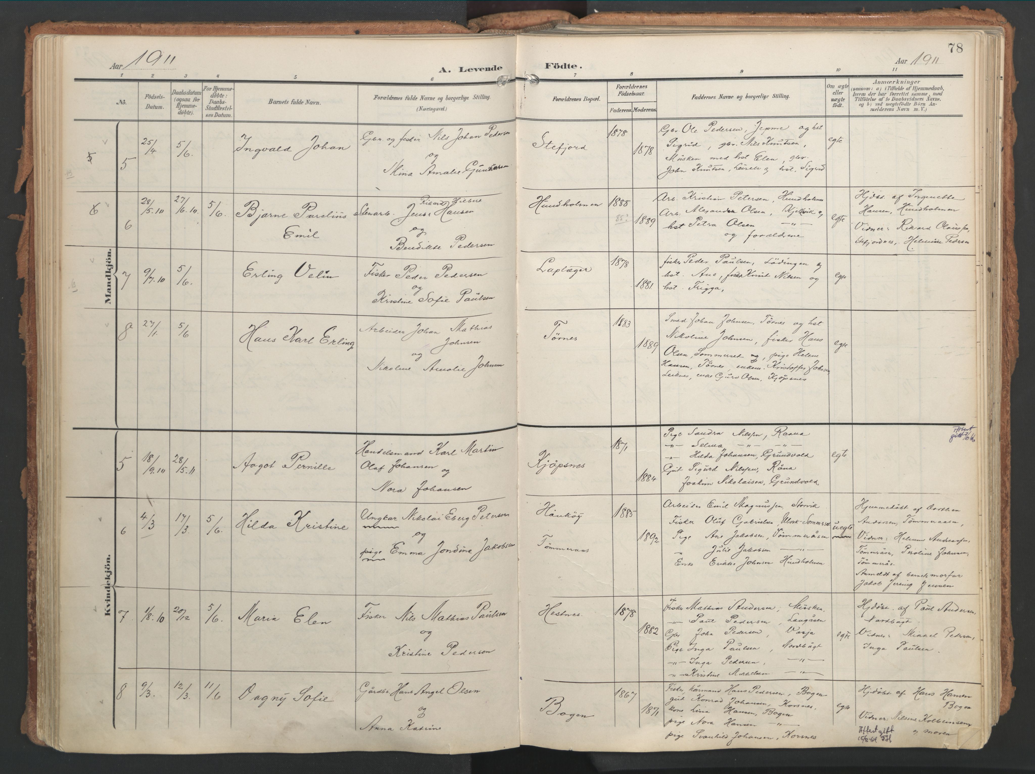 Ministerialprotokoller, klokkerbøker og fødselsregistre - Nordland, SAT/A-1459/861/L0871: Parish register (official) no. 861A06, 1903-1916, p. 78