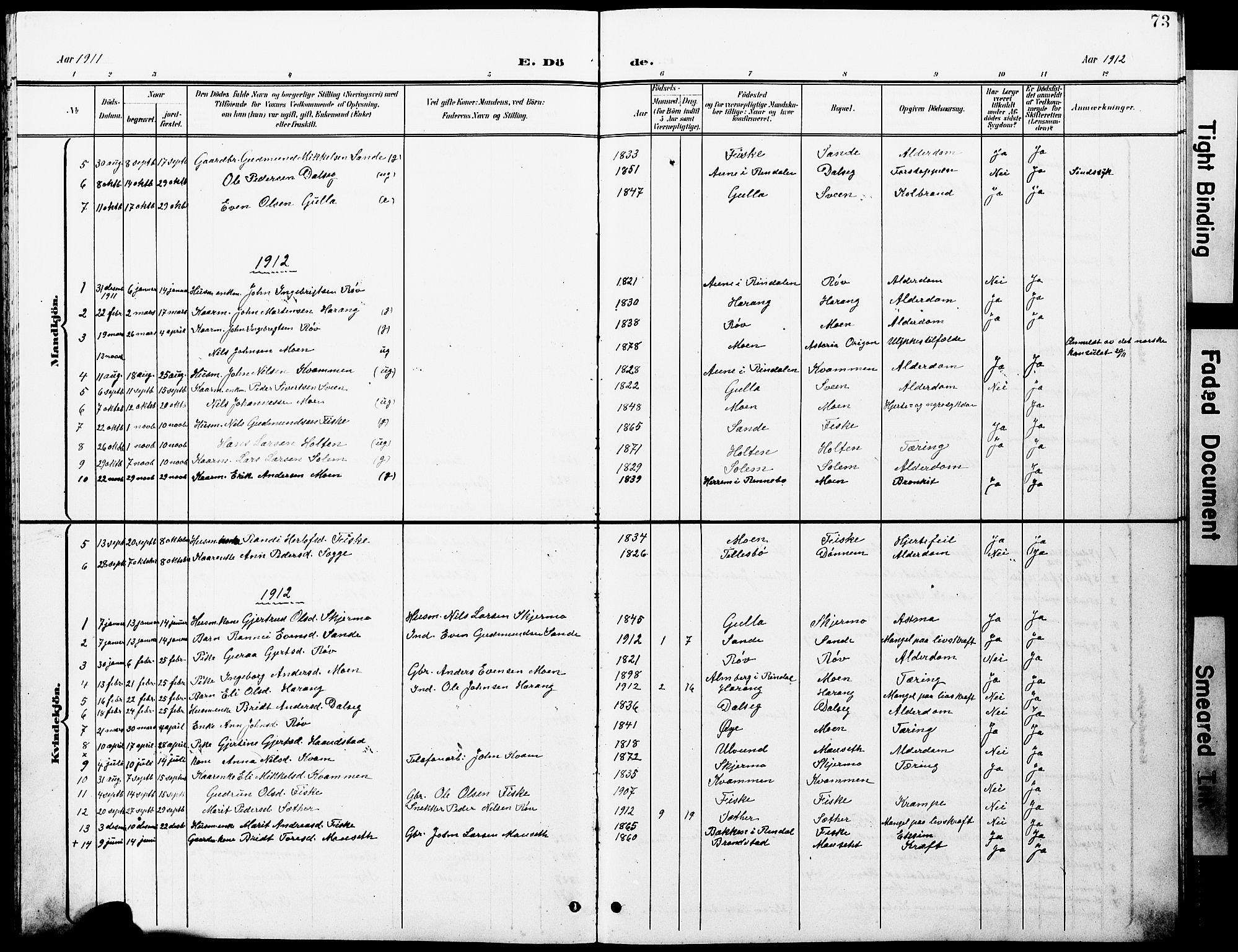 Ministerialprotokoller, klokkerbøker og fødselsregistre - Møre og Romsdal, SAT/A-1454/597/L1065: Parish register (copy) no. 597C02, 1899-1930, p. 73