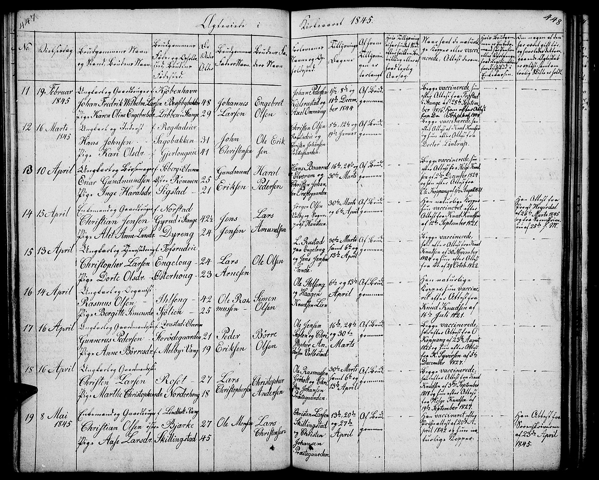 Løten prestekontor, SAH/PREST-022/L/La/L0002: Parish register (copy) no. 2, 1832-1850, p. 447-448