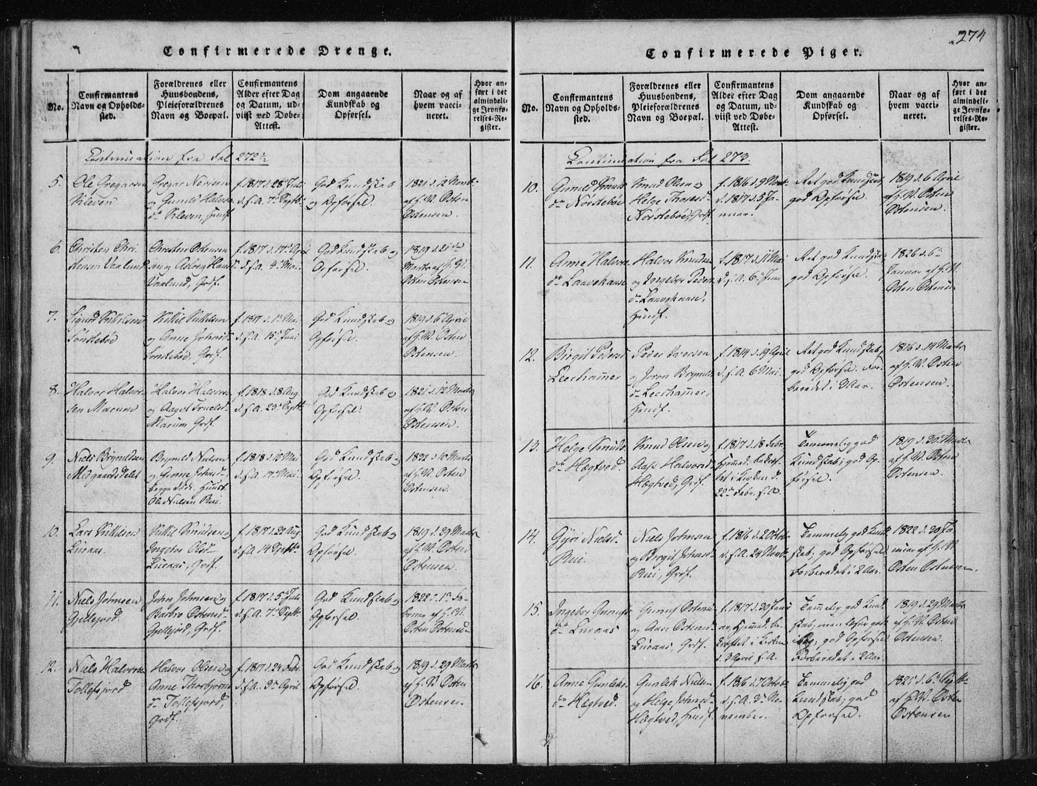 Tinn kirkebøker, SAKO/A-308/F/Fa/L0004: Parish register (official) no. I 4, 1815-1843, p. 273b-274a