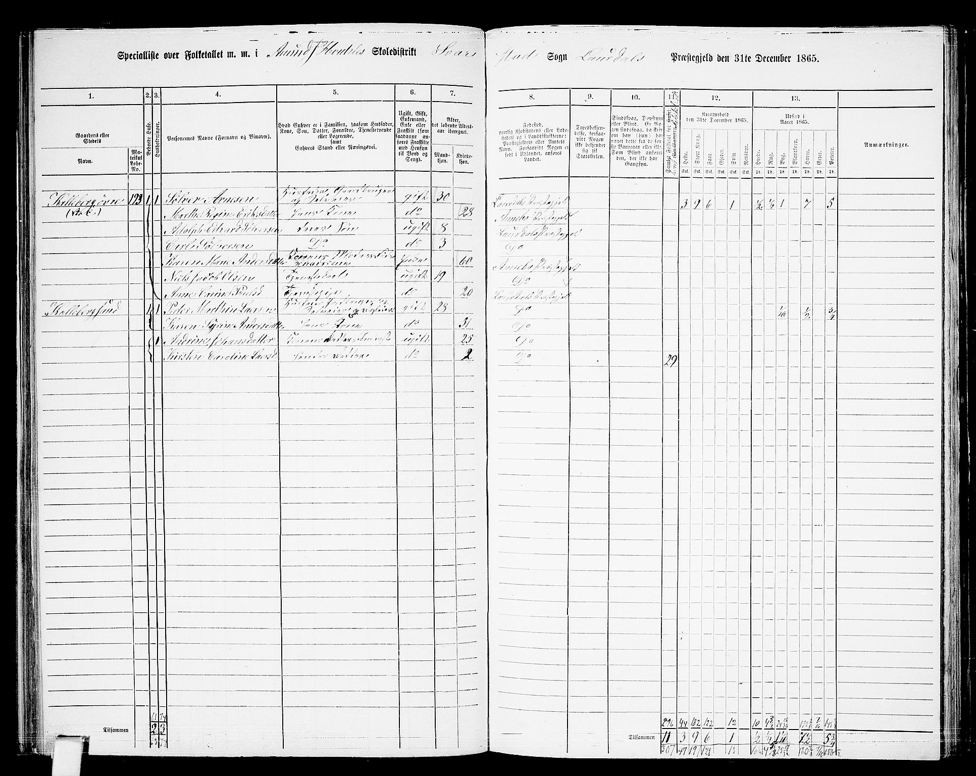 RA, 1865 census for Lardal, 1865, p. 60