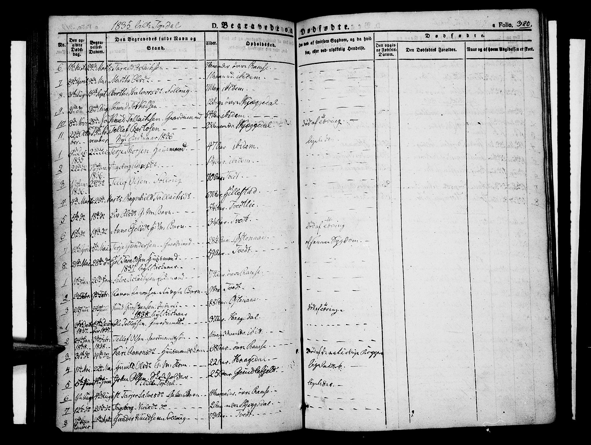 Åmli sokneprestkontor, AV/SAK-1111-0050/F/Fa/Fac/L0007: Parish register (official) no. A 7 /4, 1829-1851, p. 320