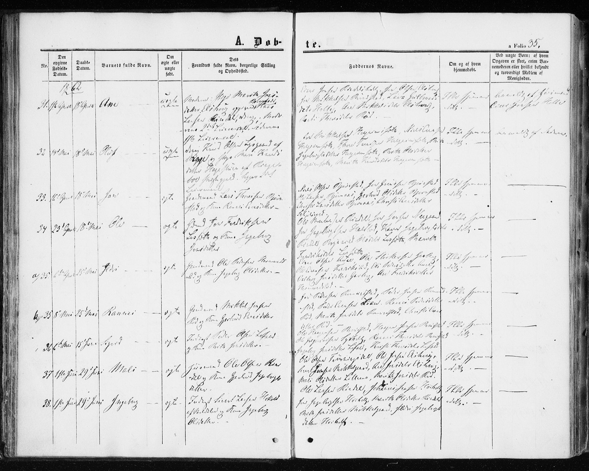 Ministerialprotokoller, klokkerbøker og fødselsregistre - Møre og Romsdal, SAT/A-1454/598/L1067: Parish register (official) no. 598A01, 1858-1871, p. 35