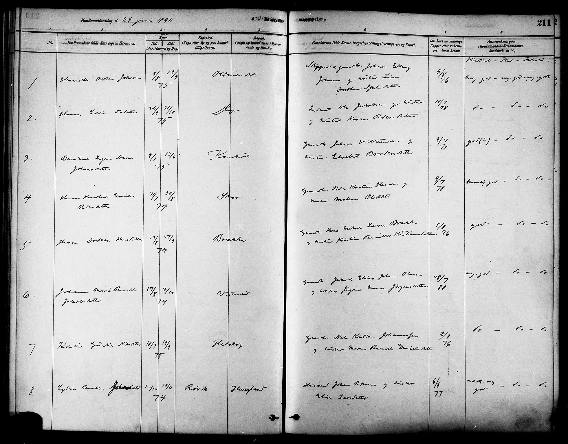 Ministerialprotokoller, klokkerbøker og fødselsregistre - Nordland, AV/SAT-A-1459/852/L0740: Parish register (official) no. 852A10, 1878-1894, p. 211