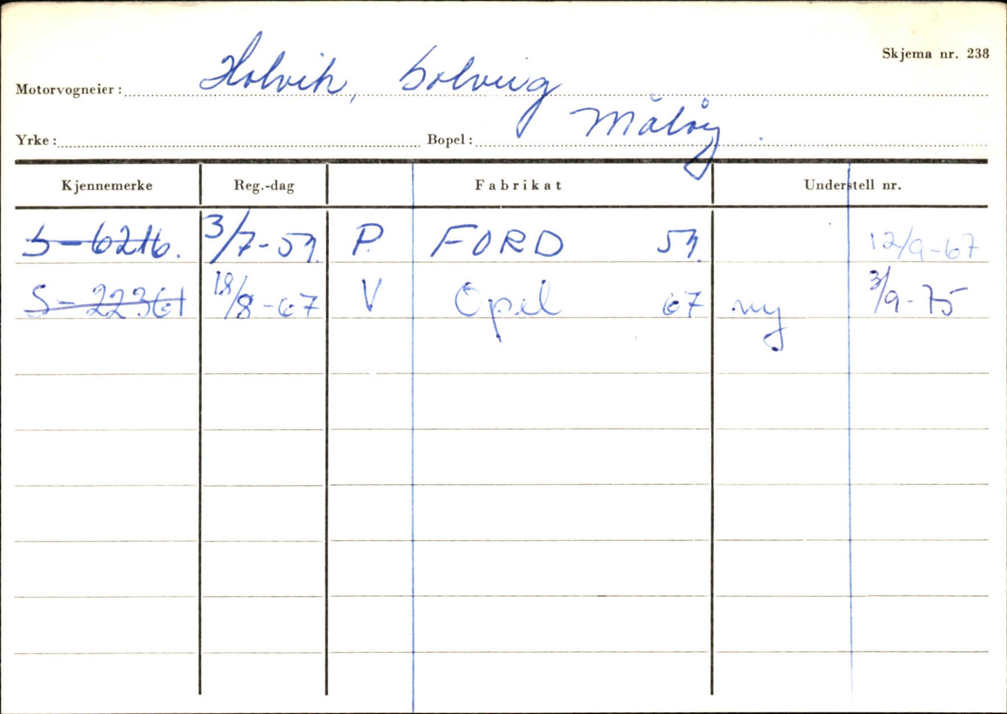 Statens vegvesen, Sogn og Fjordane vegkontor, AV/SAB-A-5301/4/F/L0144: Registerkort Vågsøy A-R, 1945-1975, p. 1117