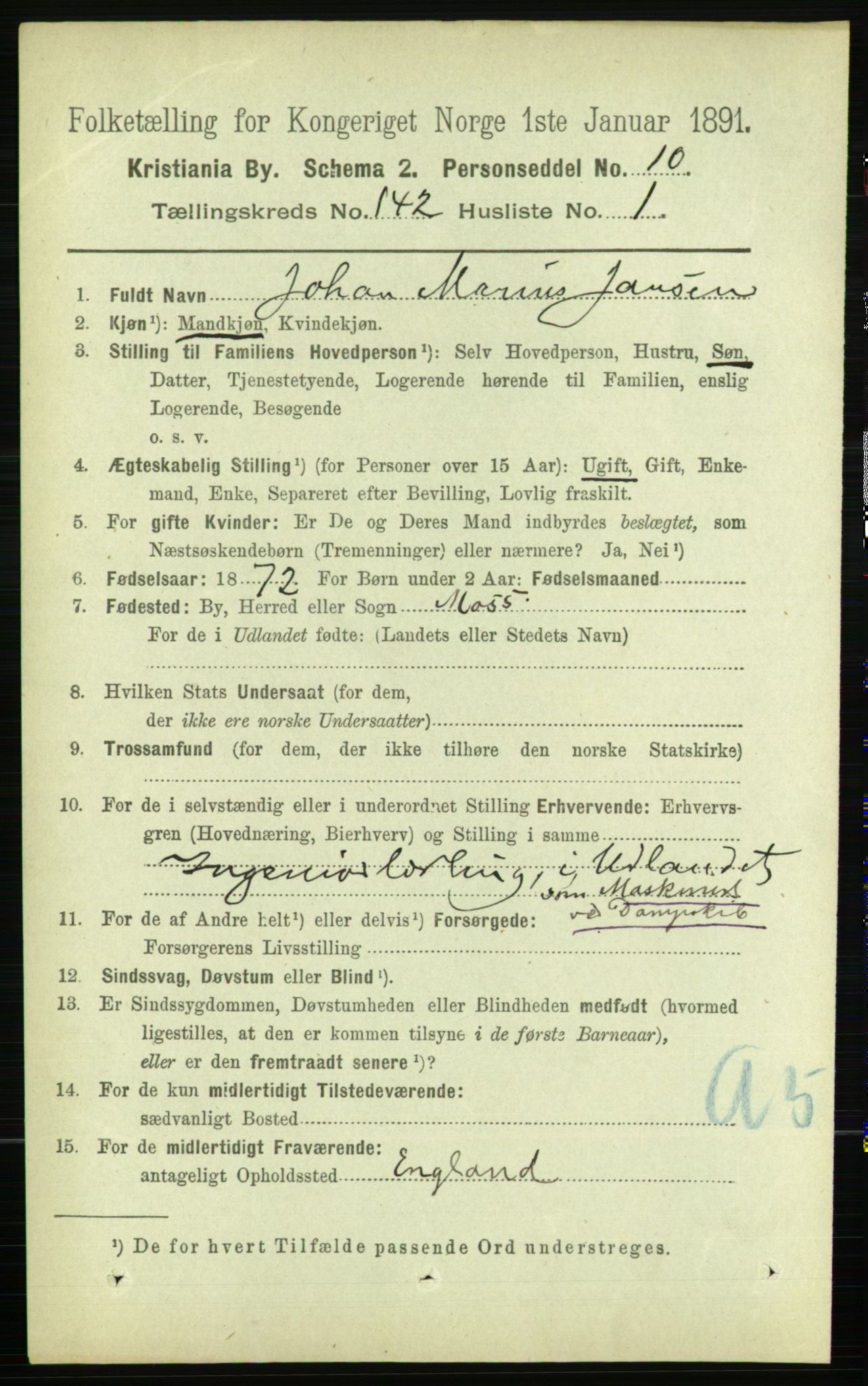 RA, 1891 census for 0301 Kristiania, 1891, p. 78353