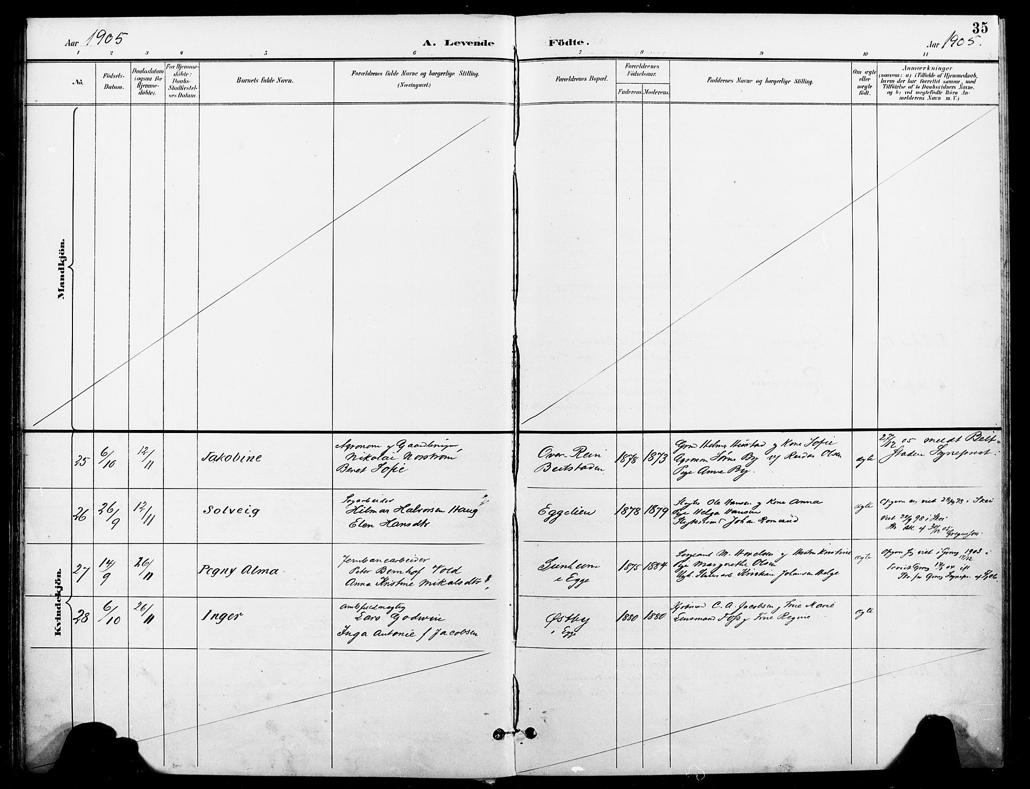 Ministerialprotokoller, klokkerbøker og fødselsregistre - Nord-Trøndelag, SAT/A-1458/740/L0379: Parish register (official) no. 740A02, 1895-1907, p. 35